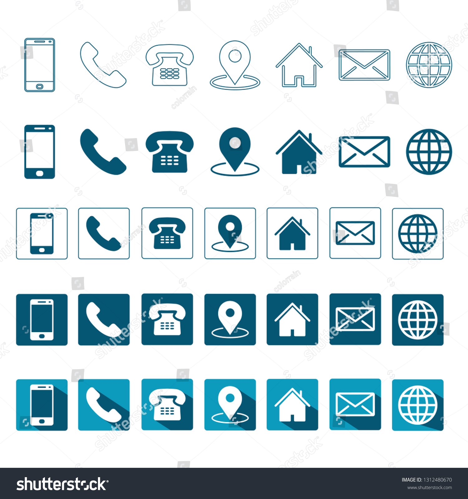 5 Style Contact Icons Pack 5 Stock Vector (Royalty Free) 1312480670 ...