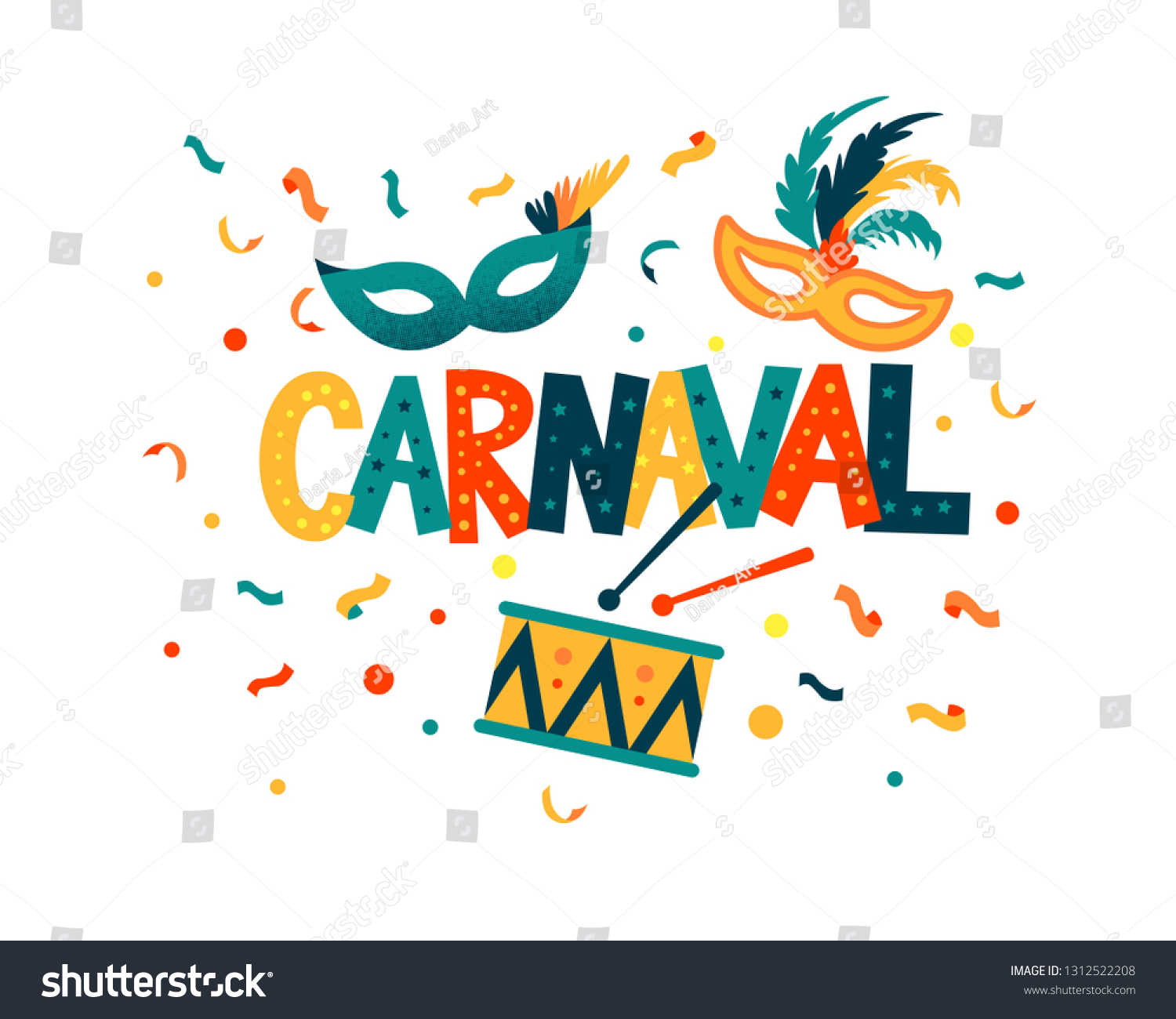 Carnaval Hand Lettering Text Banner Card Stock Vector (Royalty Free ...