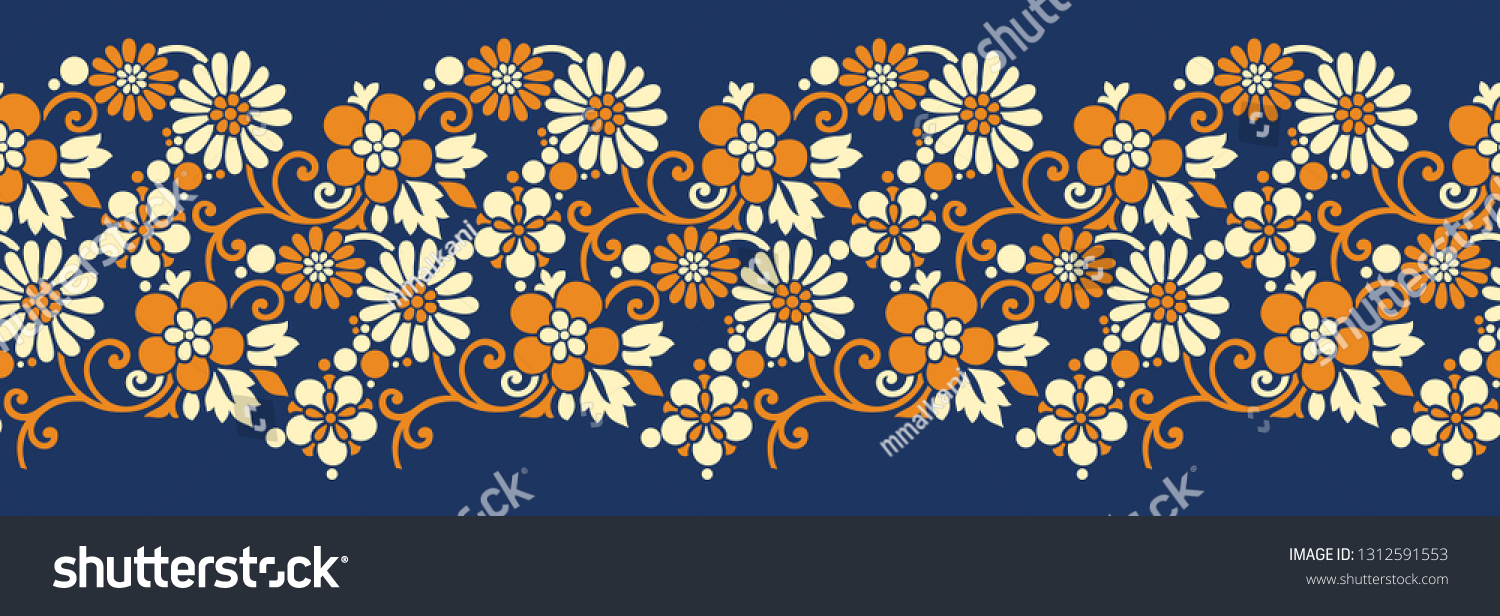 Seamless Vintage Floral Border Stock Vector Royalty Free 1312591553 Shutterstock 5310