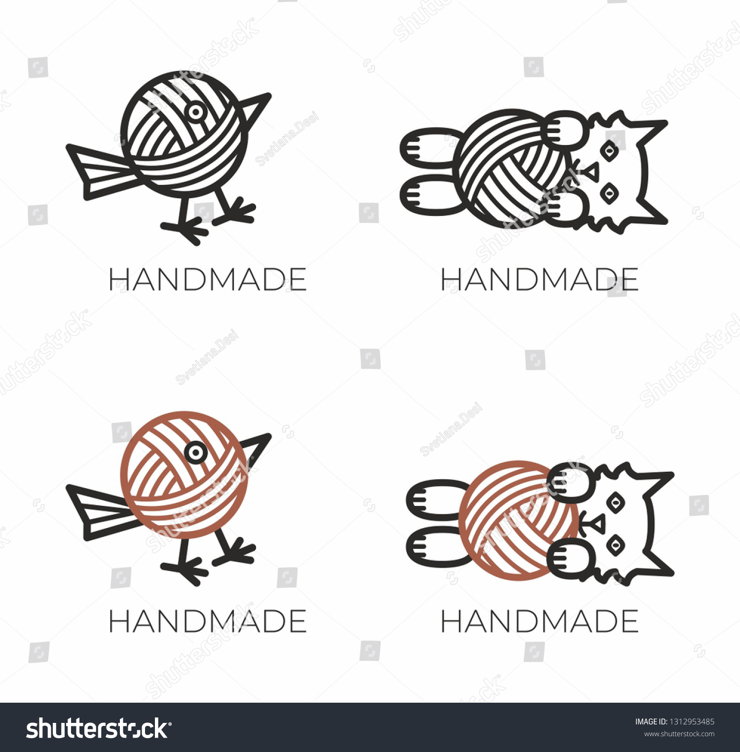 Logos Knitting Set Vector Logo Yarn Stock Vector (Royalty Free ...