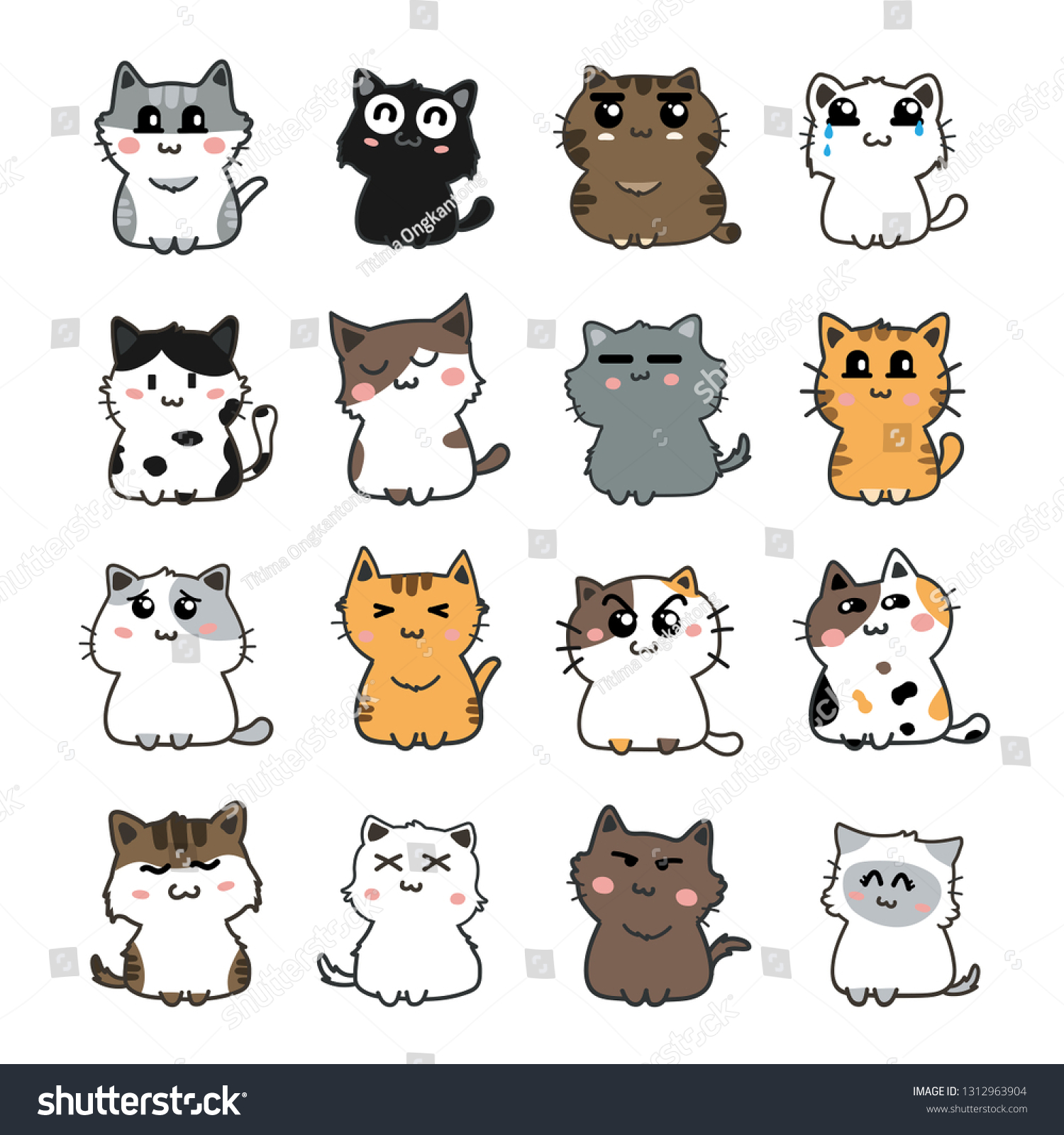 Cute Cats Set Stock Vector (Royalty Free) 1312963904 | Shutterstock