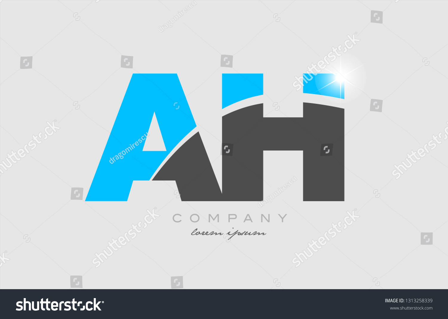 Combination Letter Ah H Grey Blue Stock Vector (Royalty Free ...