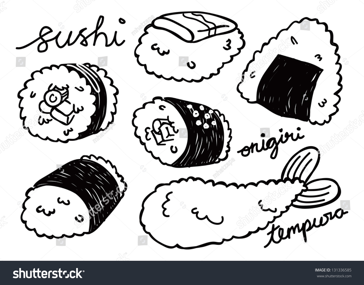 Маленькие раскраски суши