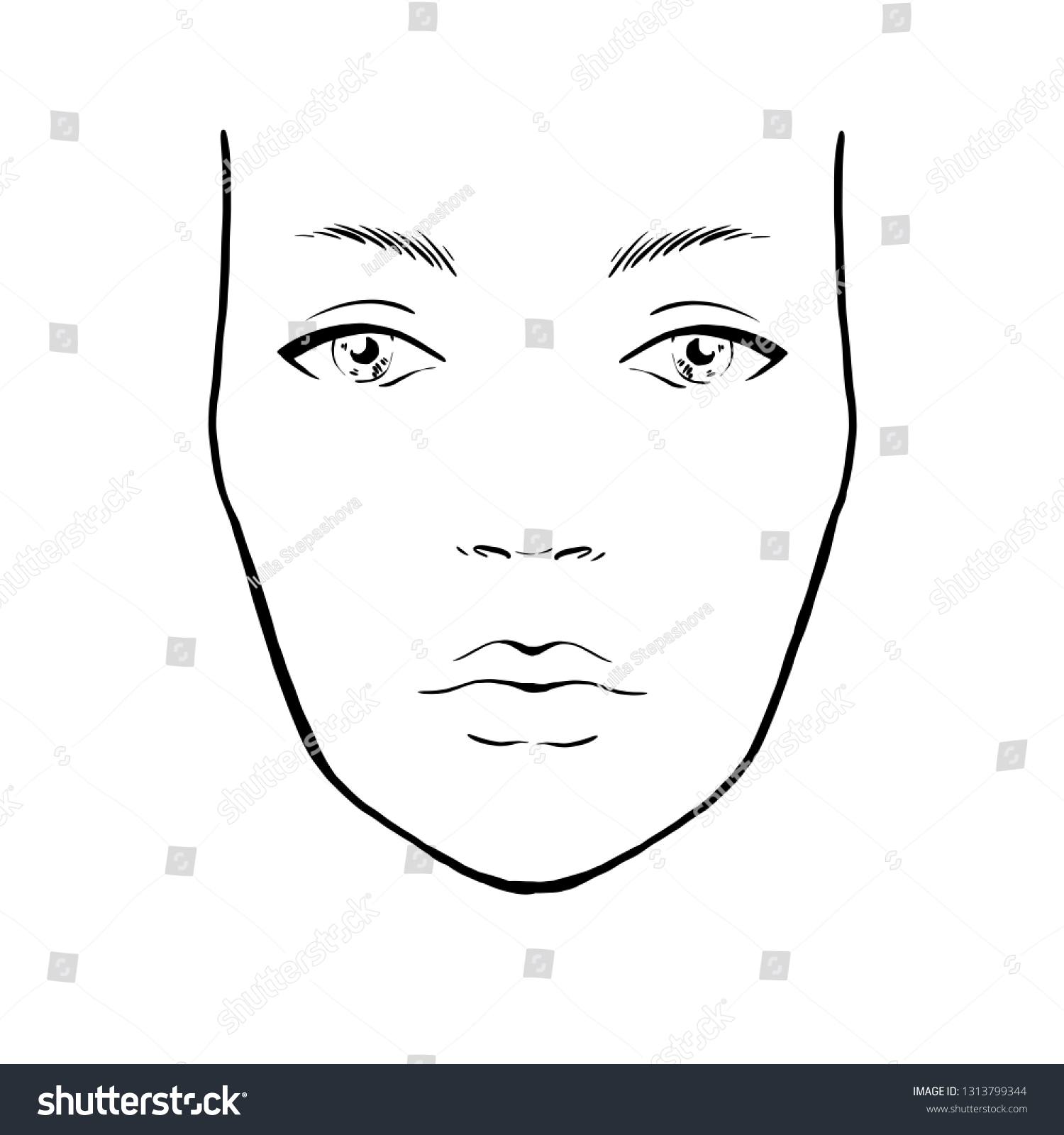 Woman Face Chart Makeup Artist Blank Stock Illustration 1313799344 ...