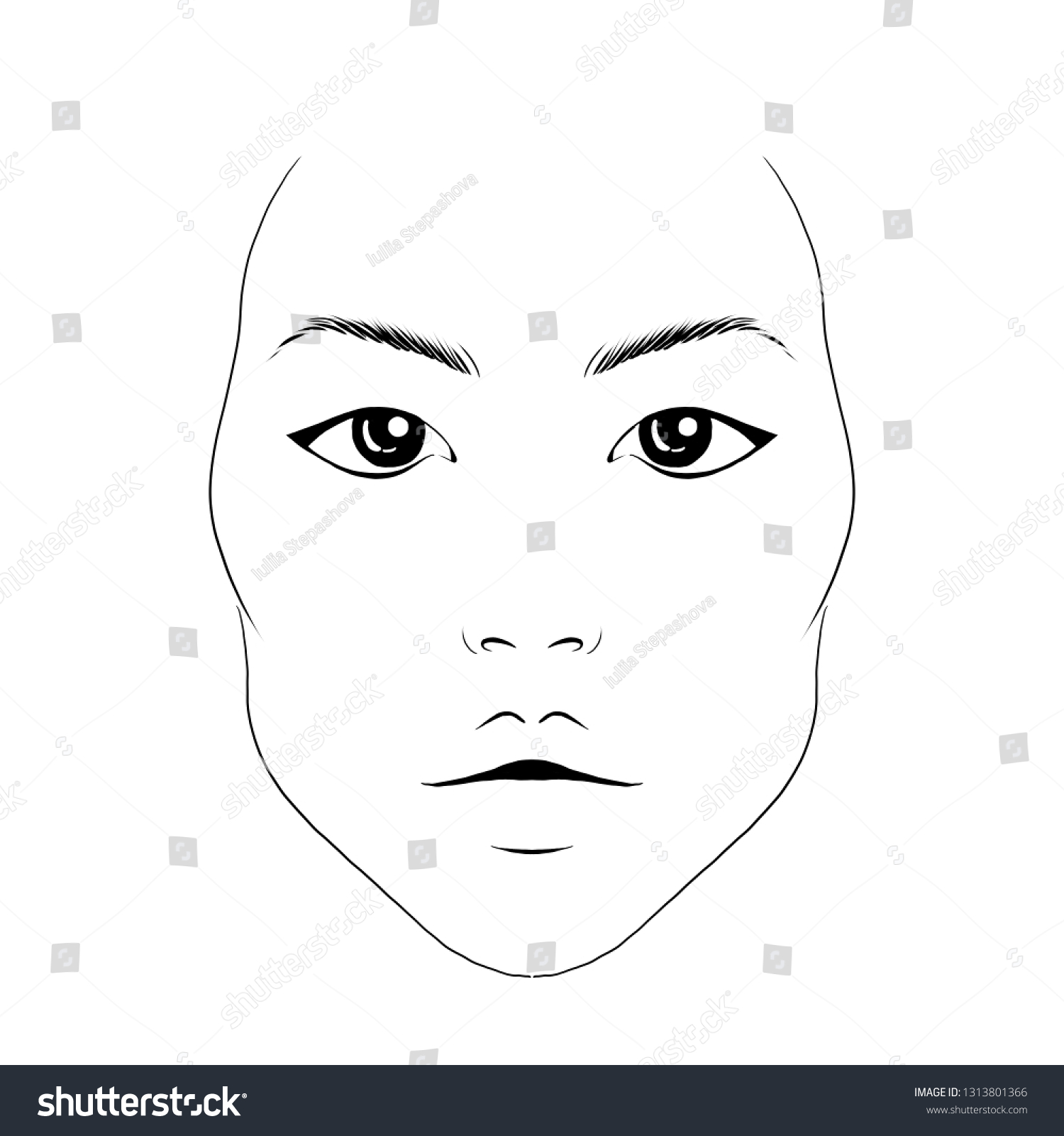 Face Chart Makeup Artist Blank Template Stock Illustration 1313801366 ...