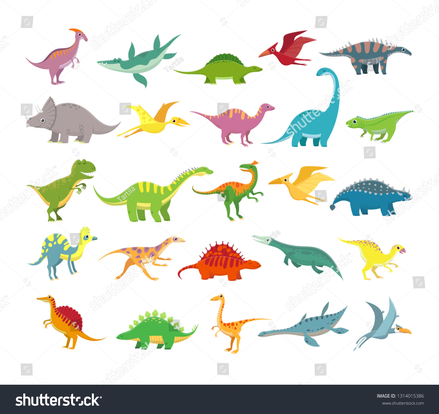 Cartoon Dinosaurs Baby Dino Prehistoric Animals Stock Illustration ...