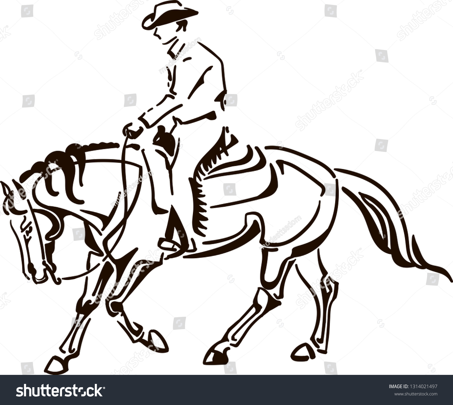 Cowboy Horse Vector Illustration Stock Vector (Royalty Free) 1314021497 ...