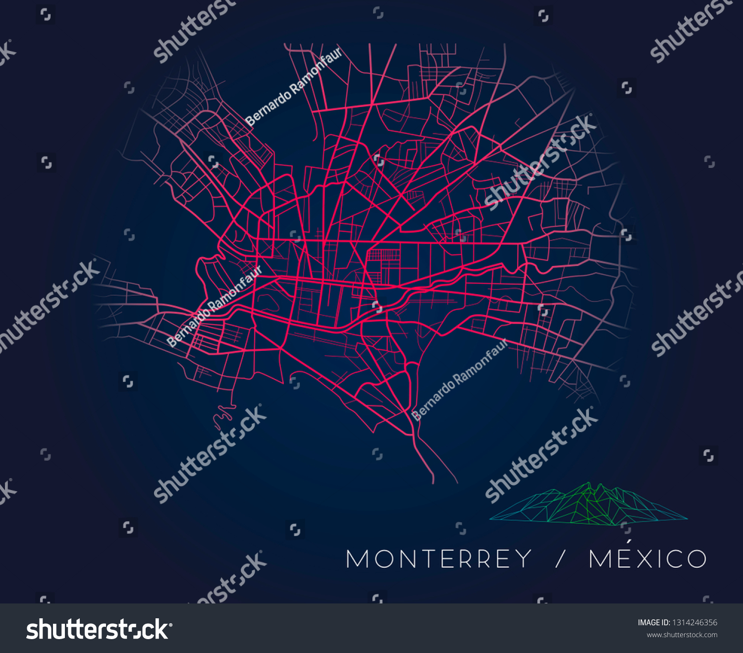 Vector Illustration Drawing Monterrey Mexico City Stock Vector (royalty 