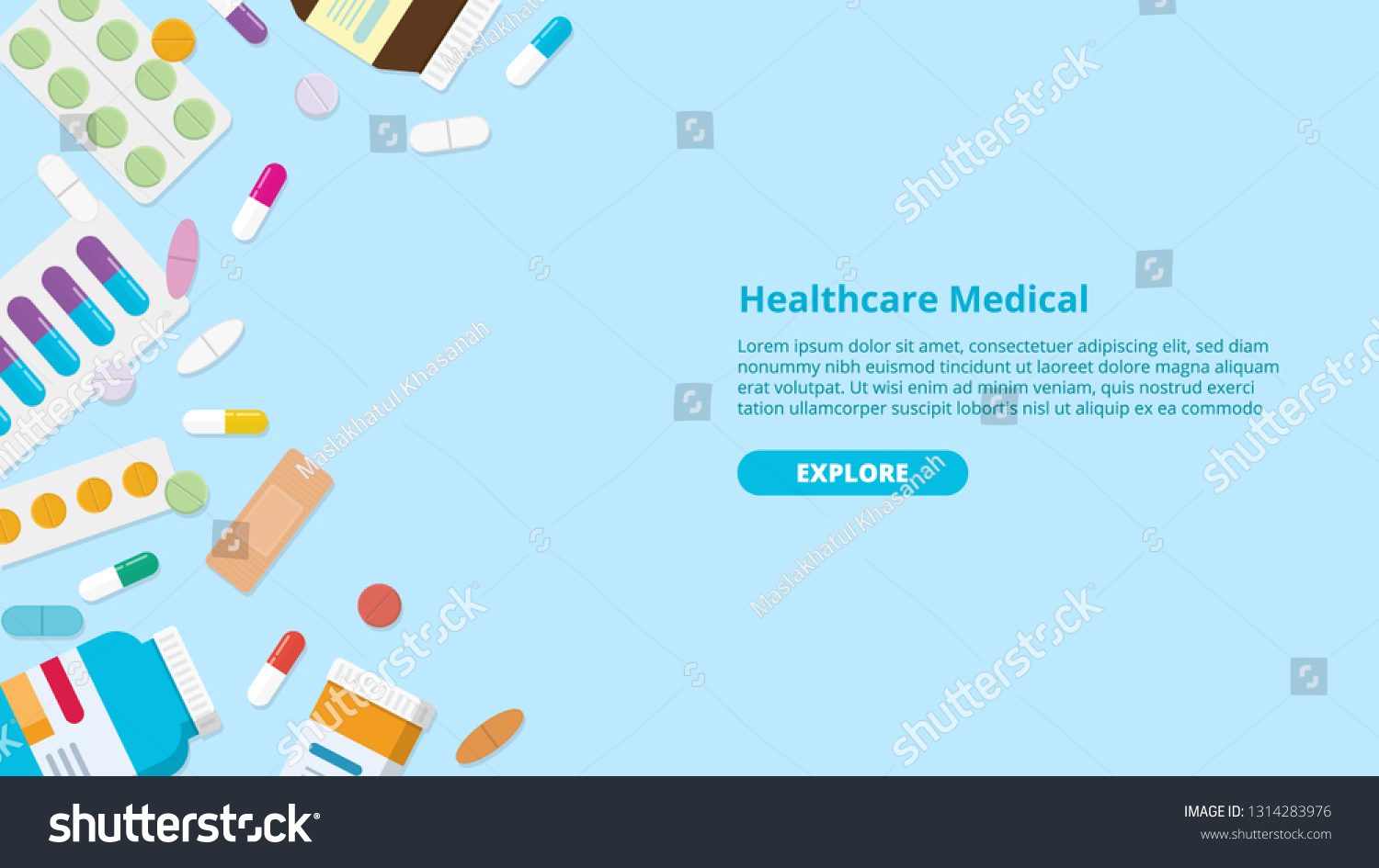 Drug Medicine Pills Template Banner Free Stock Vector (Royalty Free ...