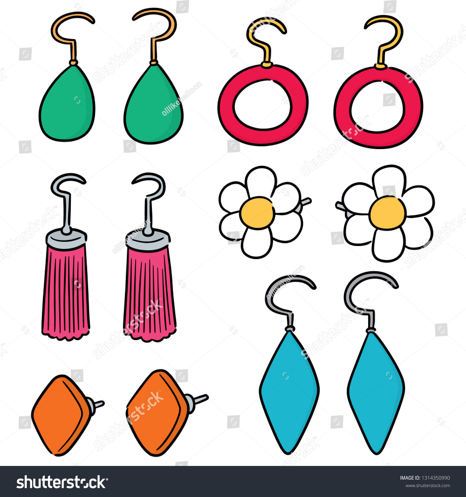 Vector Set Earrings Stock Vector (Royalty Free) 1314350990 | Shutterstock