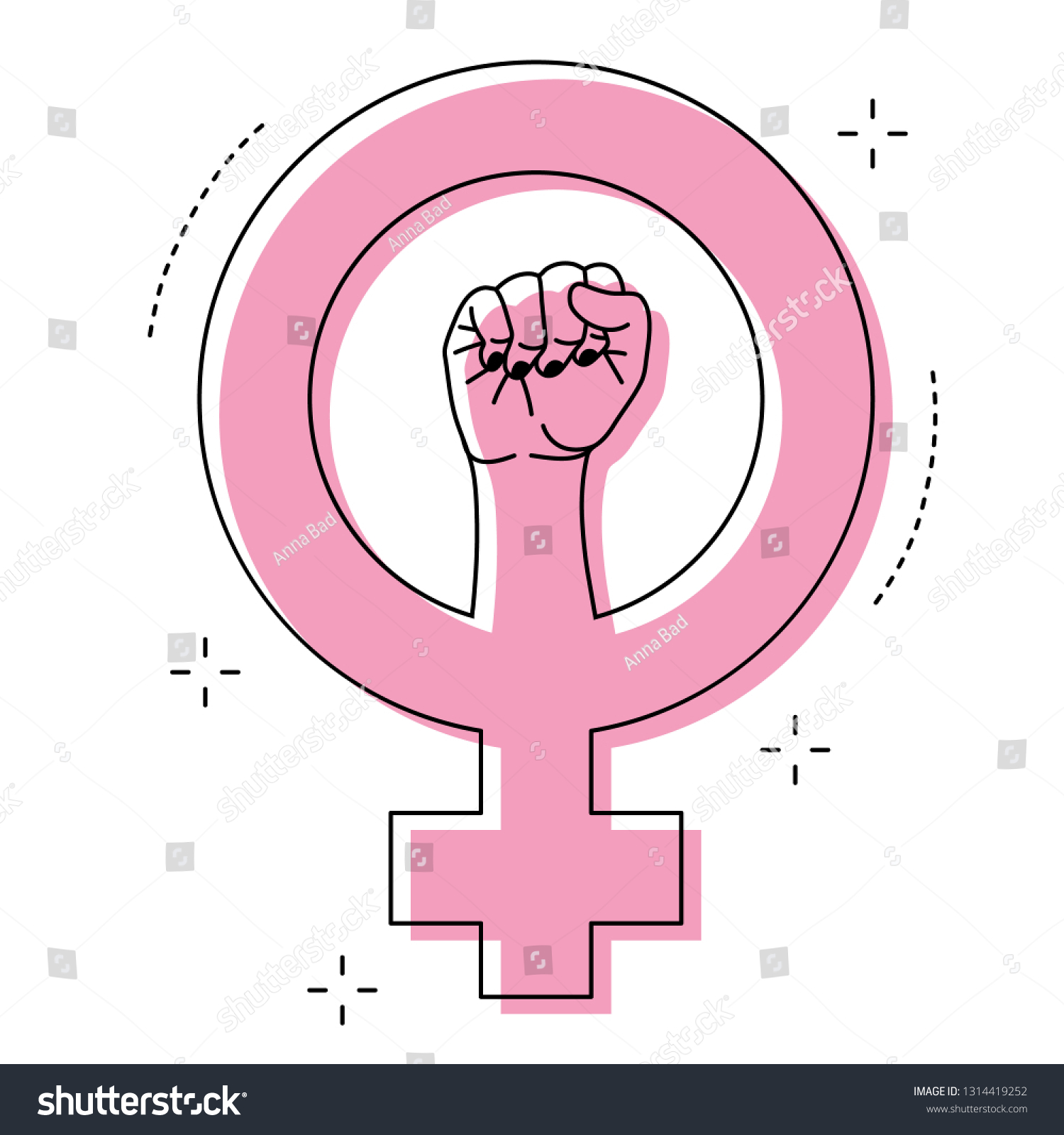 Female Gender Symbol Raised Fist Feminism Stock Vector Royalty Free