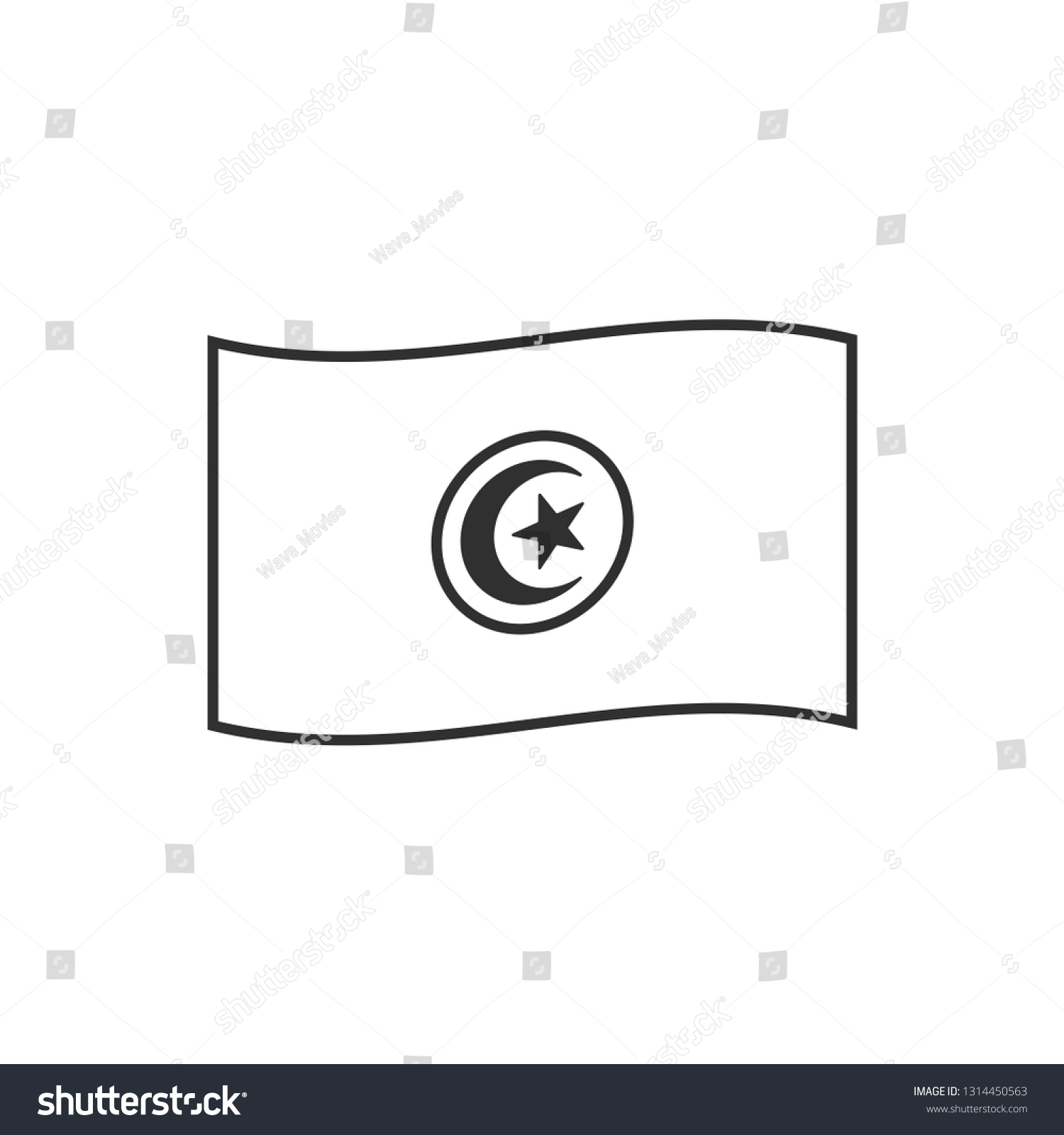 Tunisia Flag Icon Black Outline Flat Stock Vector (Royalty Free ...