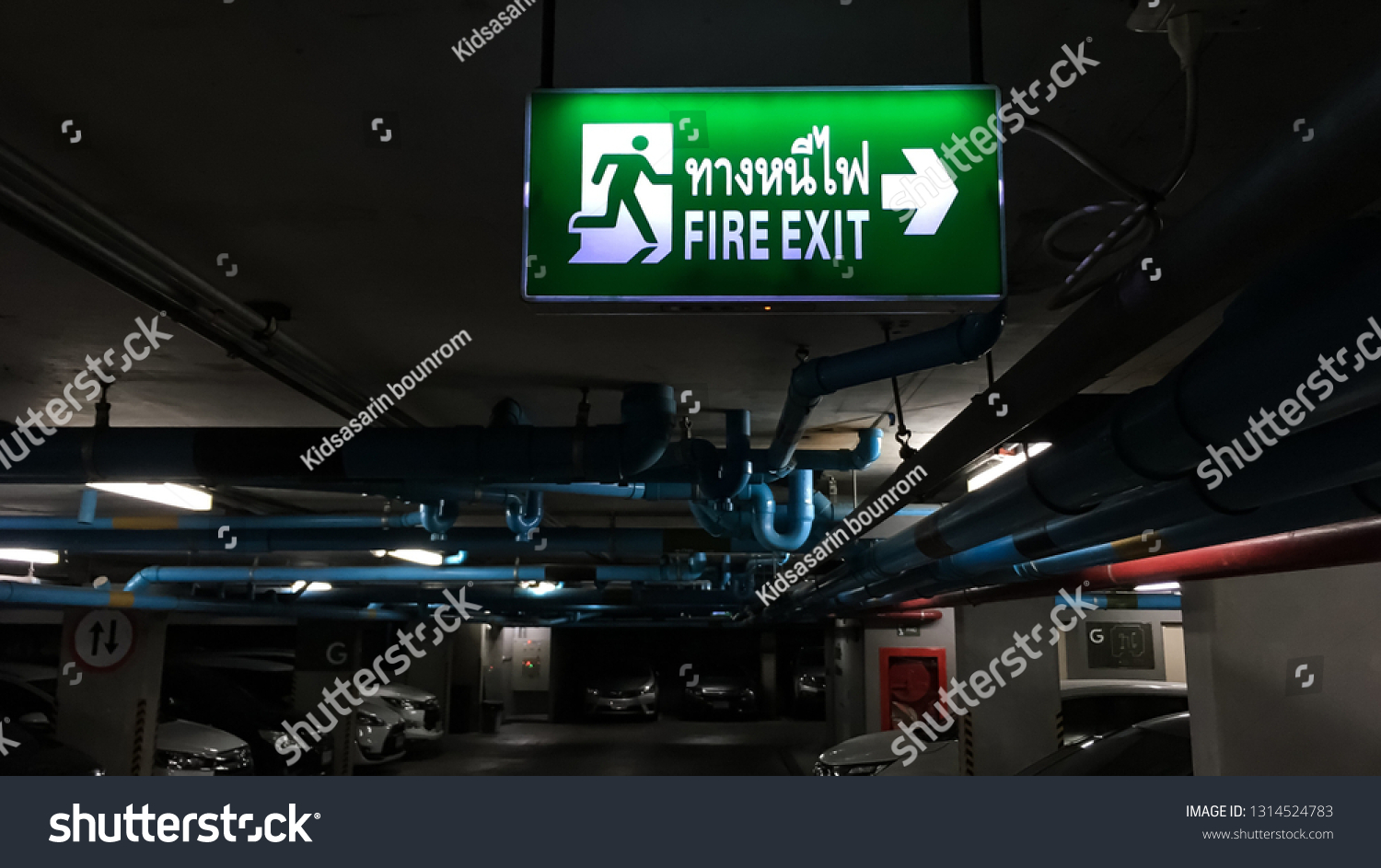 Fire Exit Sign Thai English Languages Stock Photo 1314524783 | Shutterstock