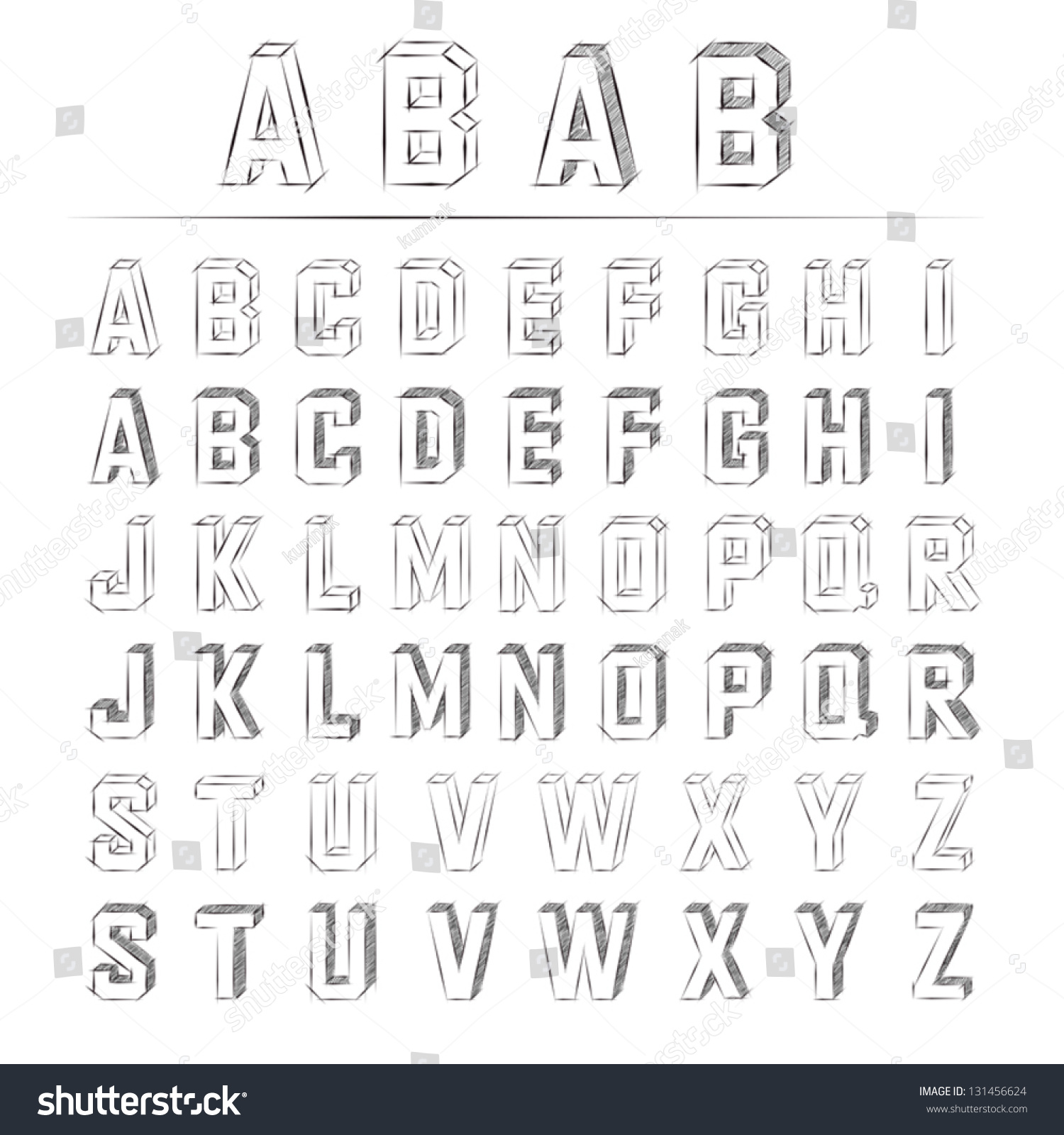 3d Sketched Alphabet Stock Vector (Royalty Free) 131456624 | Shutterstock