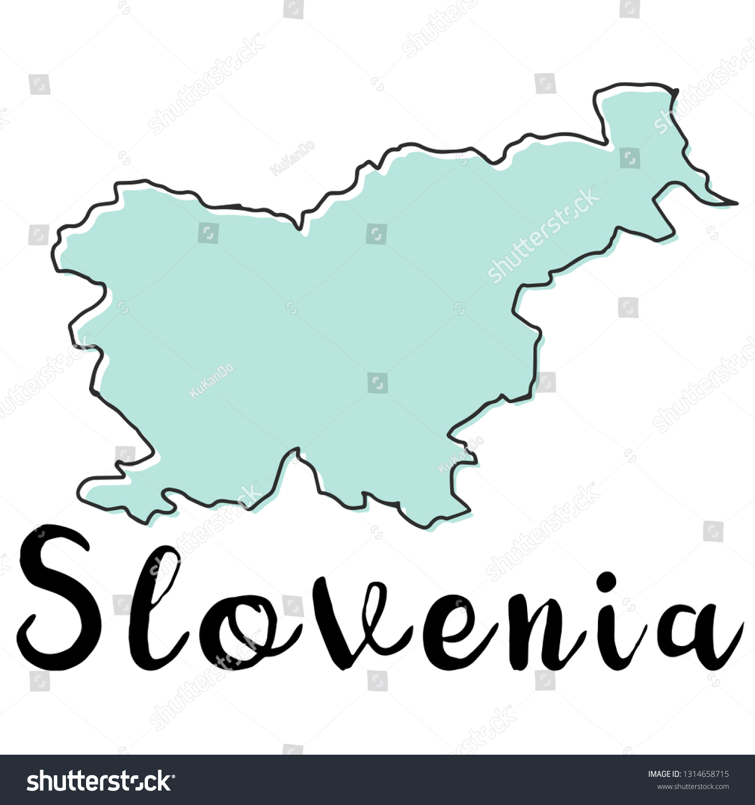 Doodle Freehand Map Sketch Slovenia Vector Stock Vector (Royalty Free ...