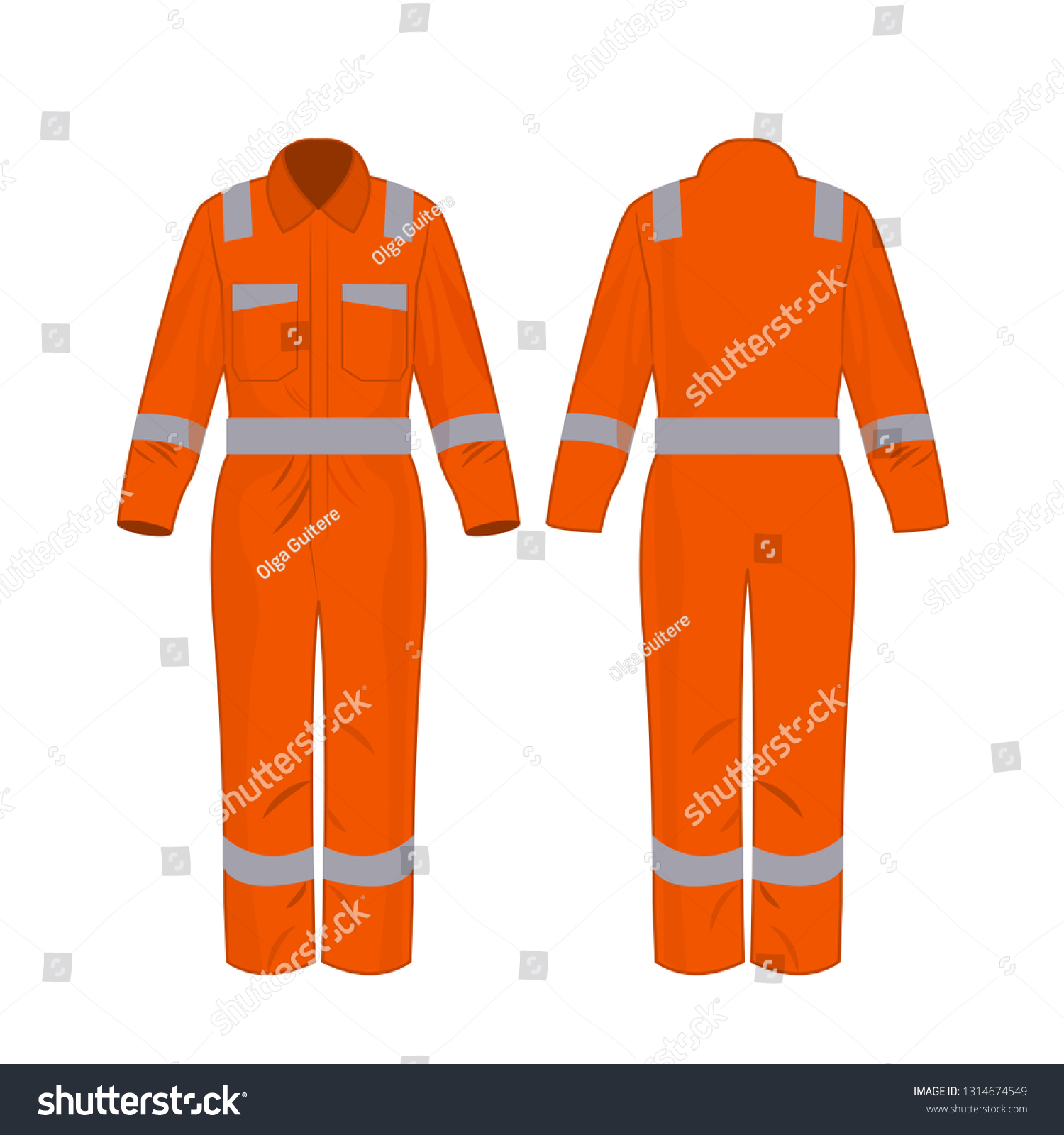 Orange Work Overalls Safety Band Isolated Stock Vector (Royalty Free ...