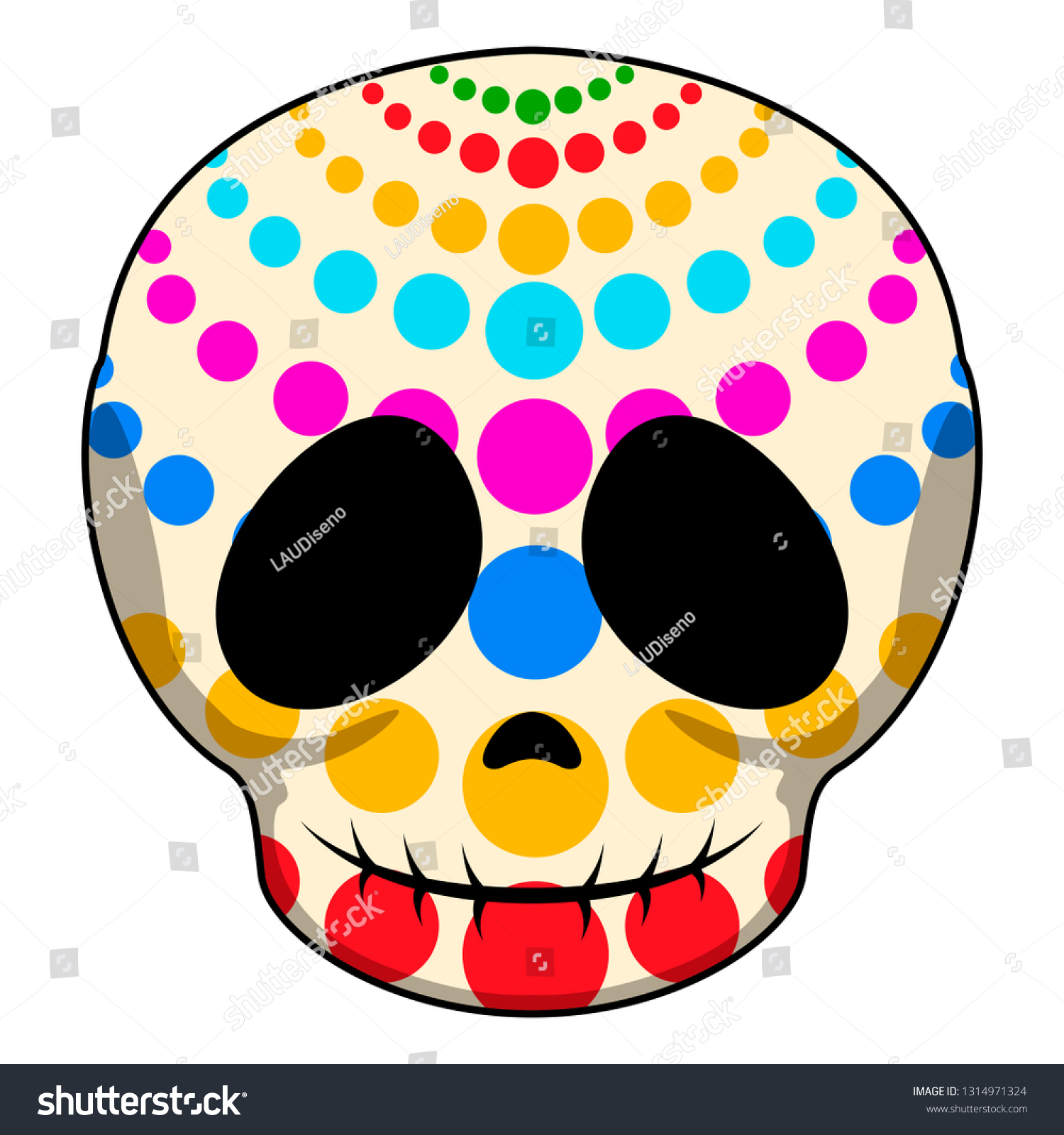 Happy Colored Mexican Skull Cartoon Vector Stock Vector (Royalty Free ...