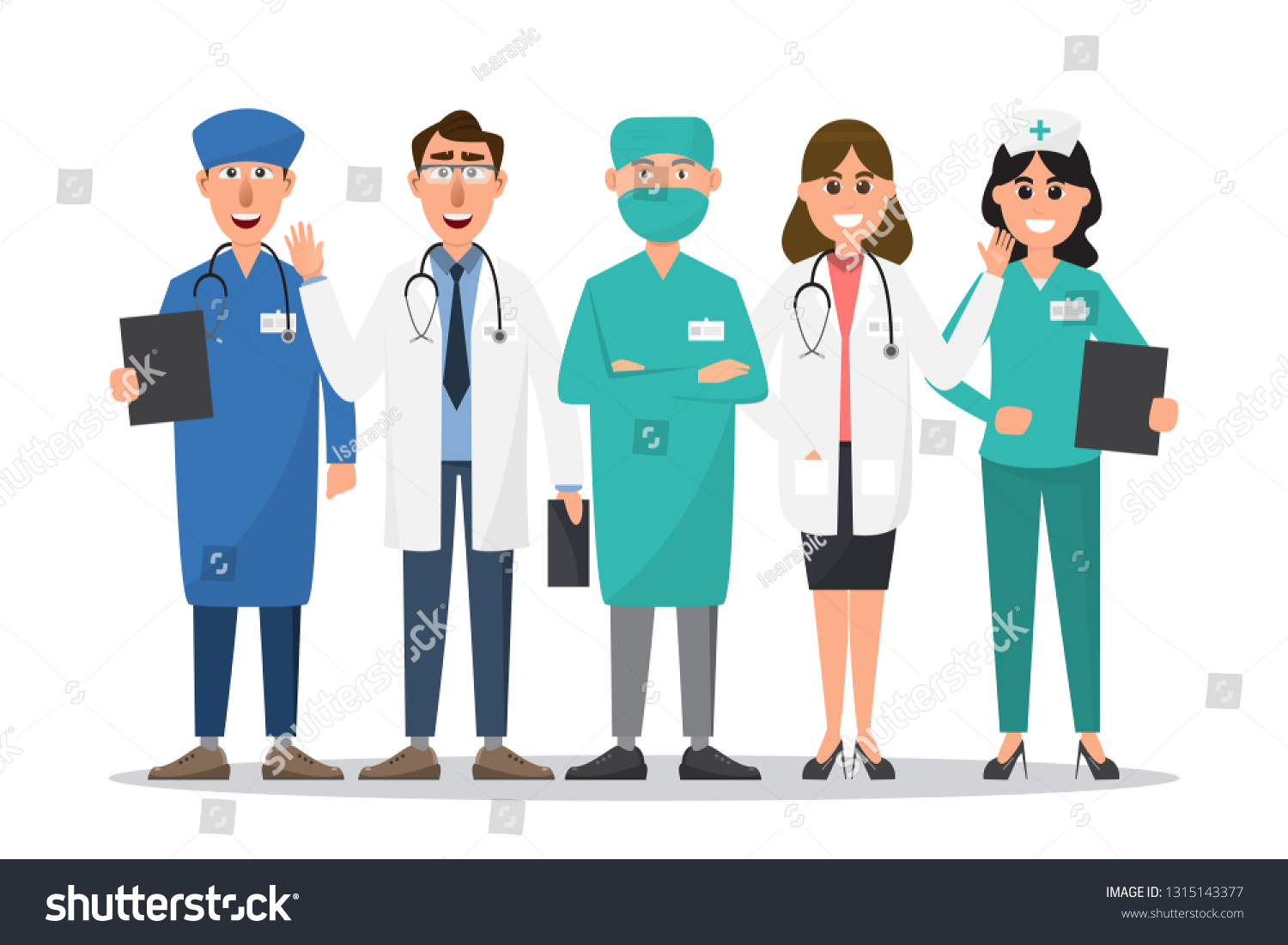 Set Doctor Nurse Cartoon Characters Medical Stock Vector (Royalty Free ...