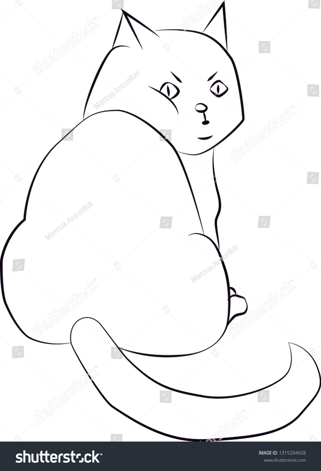 Colouring Page Outline Cartoon Cat Stock Vector (Royalty Free ...