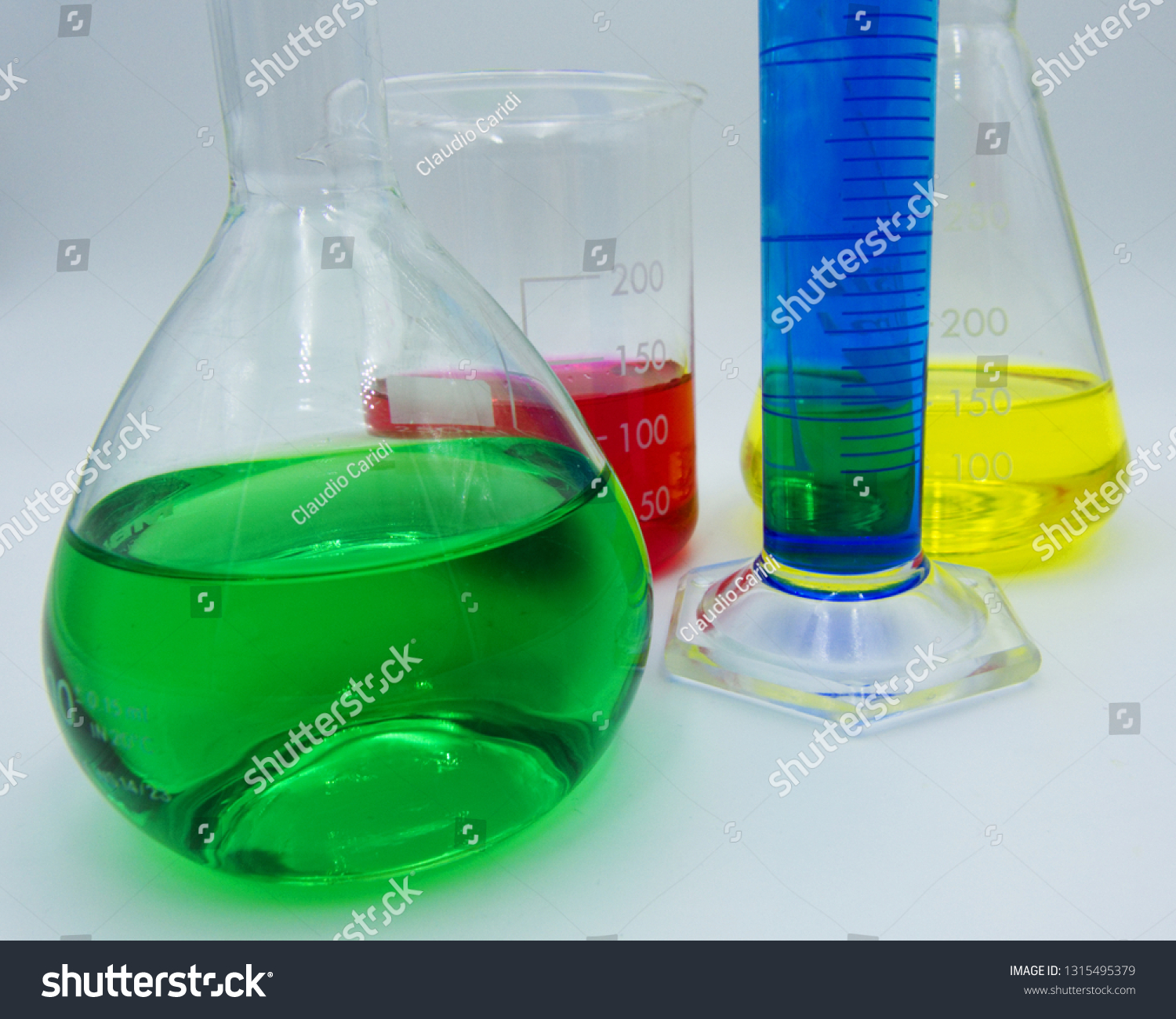 Set Different Glass Labware White Background Stock Photo 1315495379 