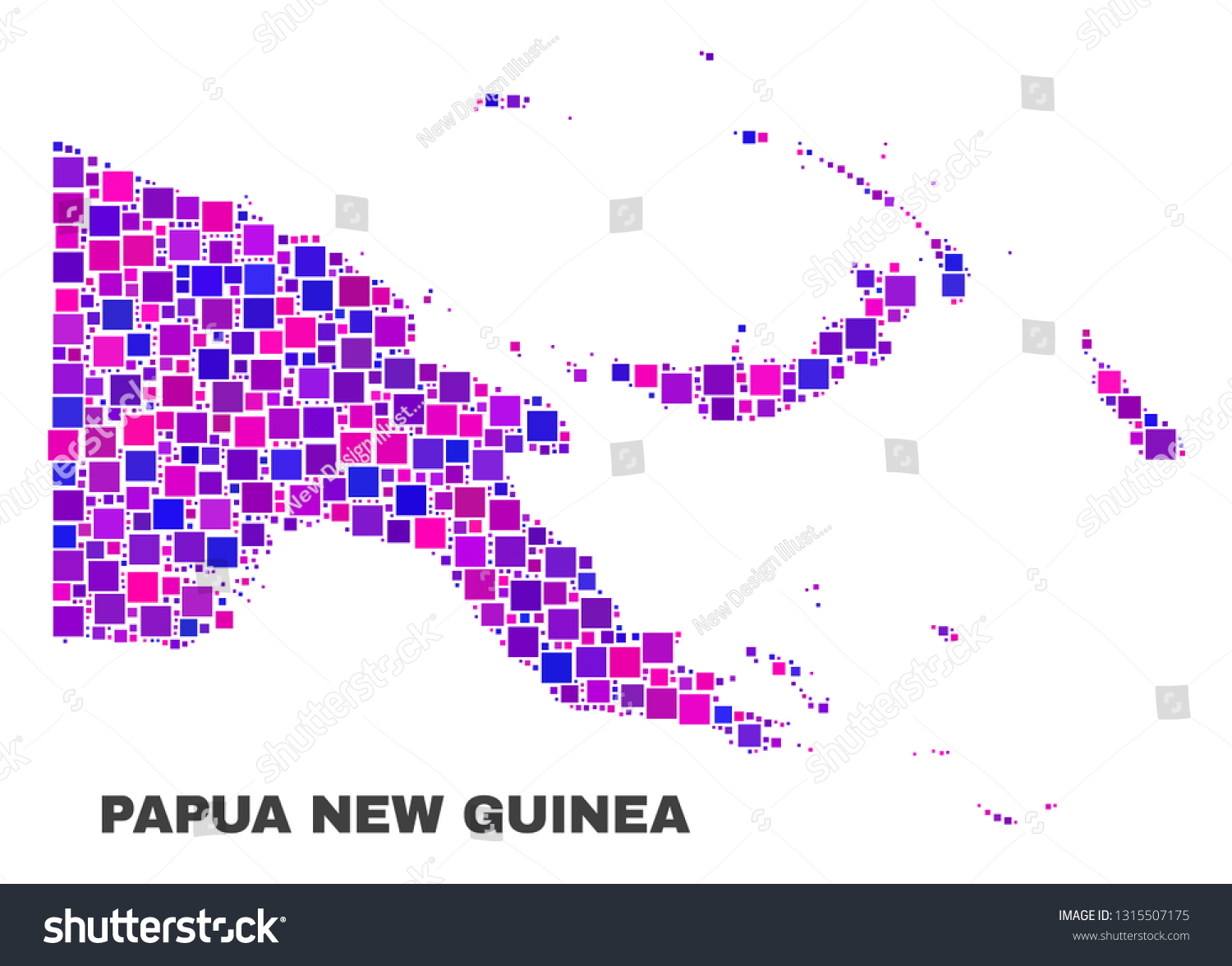 Mosaic Papua New Guinea Map Isolated Stock Vector (Royalty Free 