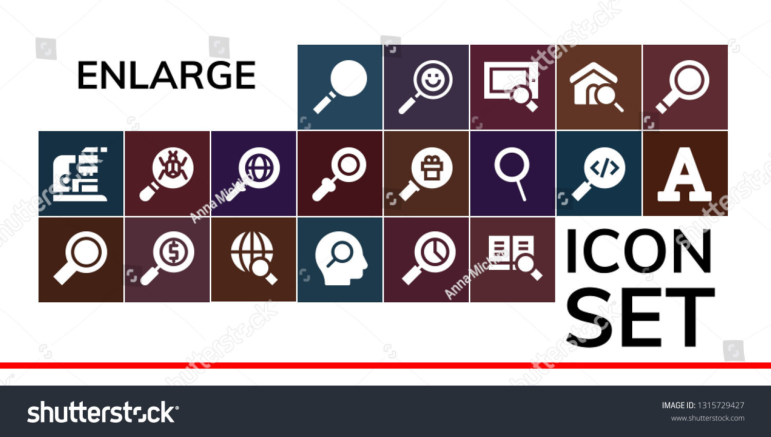 Enlarge Icon Set 19 Filled Enlarge Stock Vector (Royalty Free ...