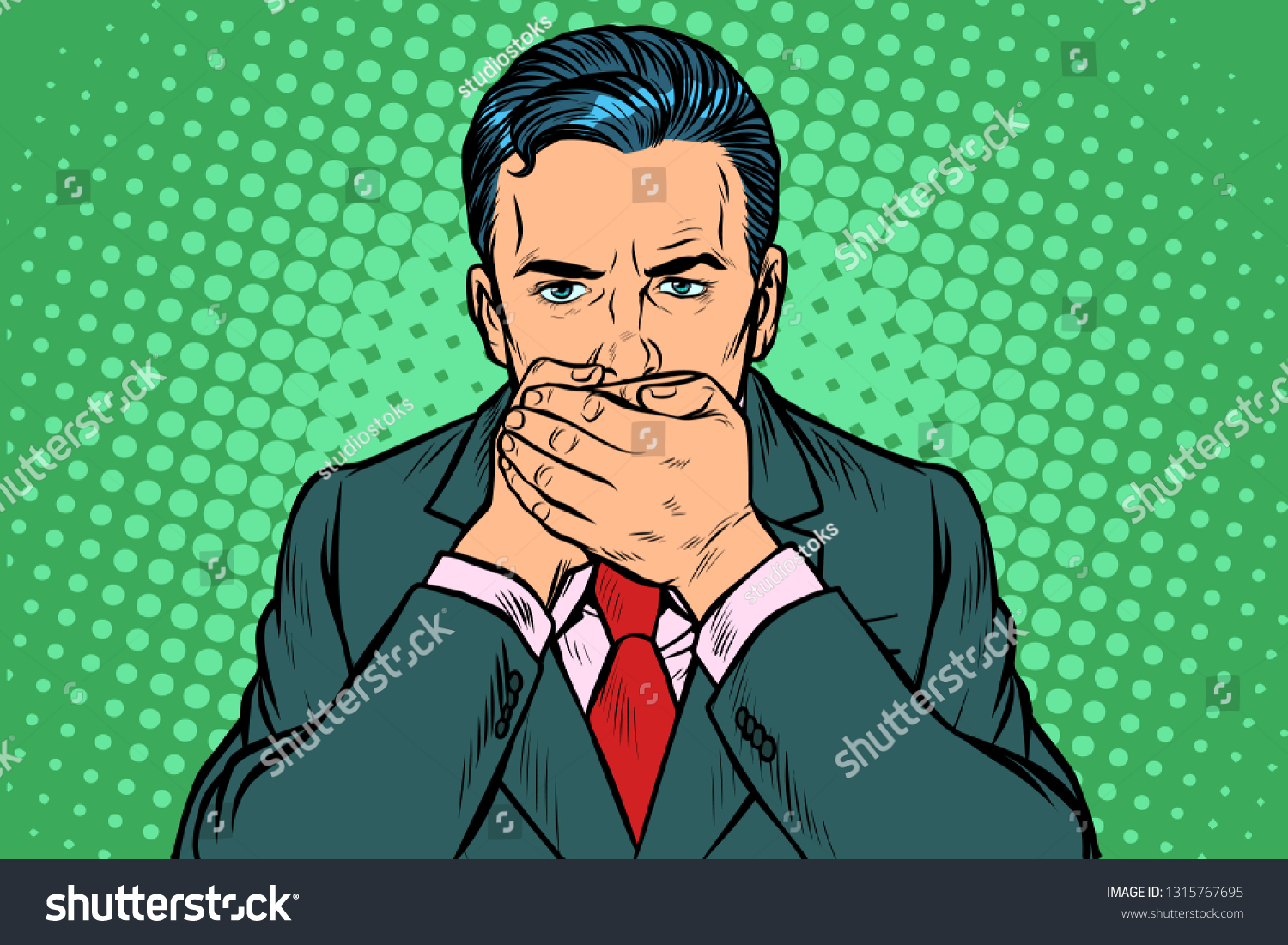 Man Covered His Mouth Pop Art Stock Vector (Royalty Free) 1315767695 ...