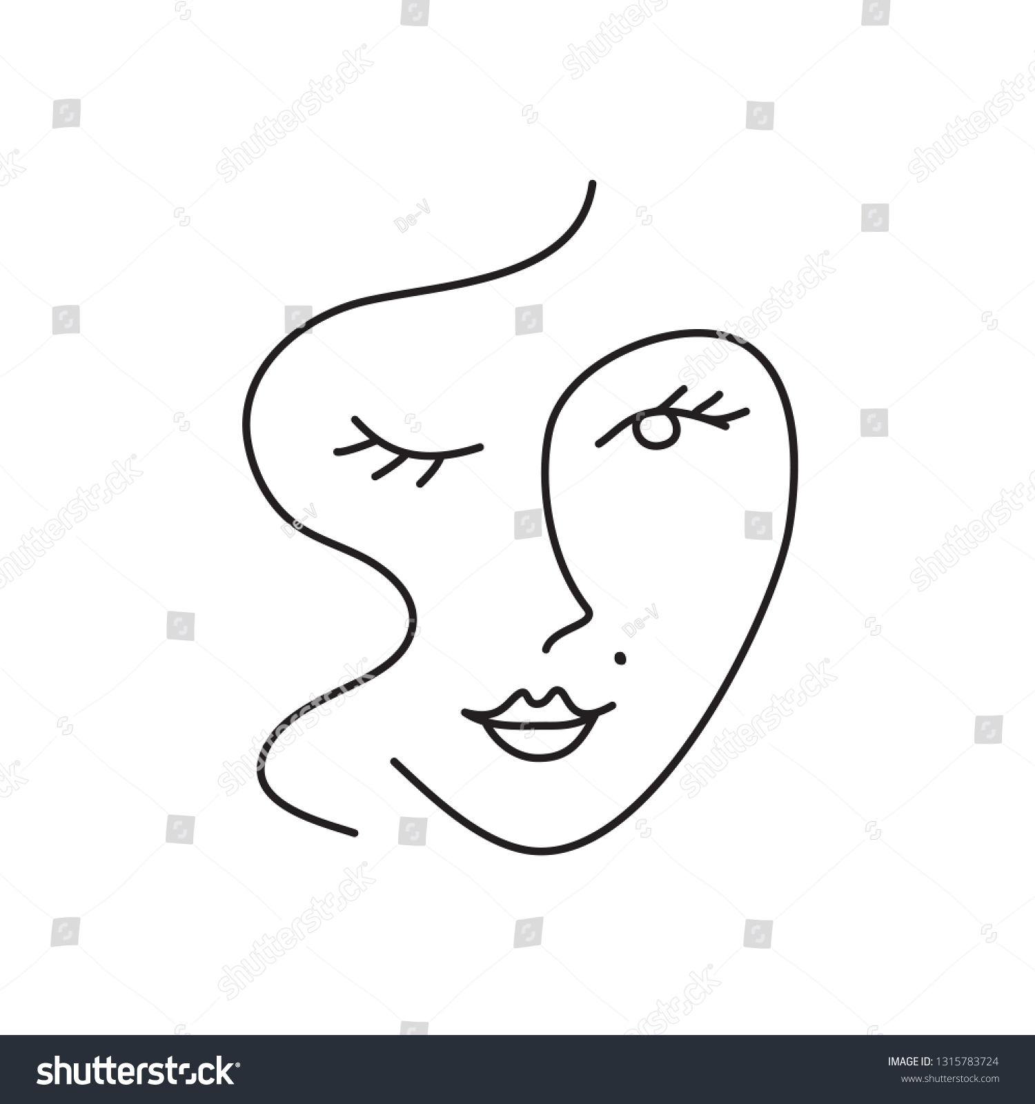 Abstract Simple Woman Face Continuous Line Stock Vector (Royalty Free ...