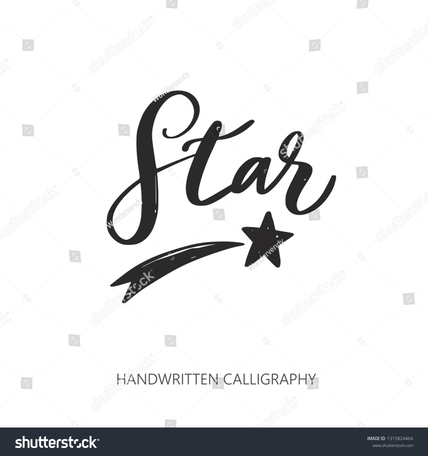 Star Vector Handwritten Lettering Calligraphy Symbol Stock Vector 