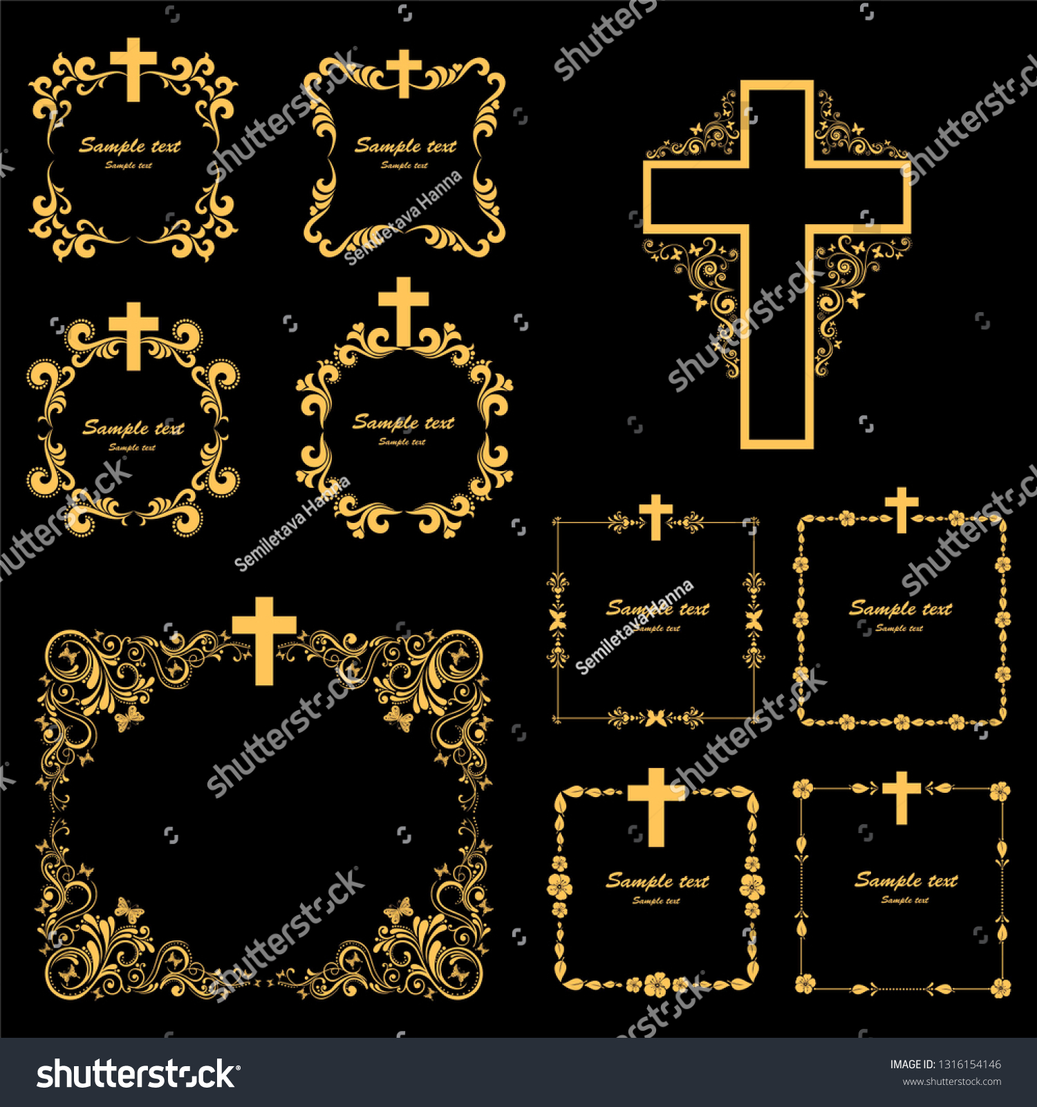 Cross Icons Set Obituary Notice Art Stock Vector Royalty Free 1316154146 Shutterstock