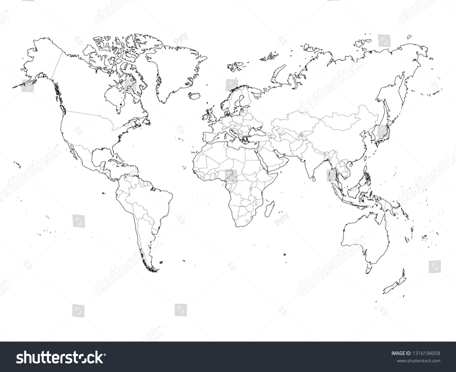 Blank Outline Map World Vector Illustration Stock Vector (Royalty Free ...