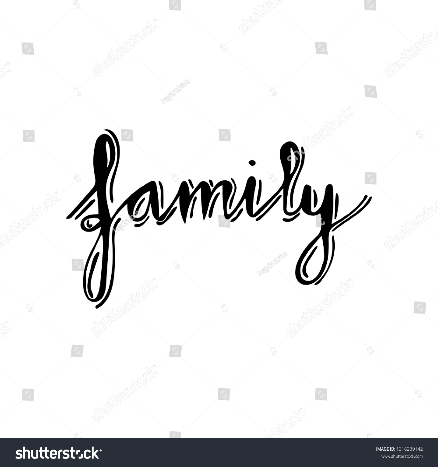 Hand Lettering Word Family Black Isolated Stock Vector (Royalty Free ...