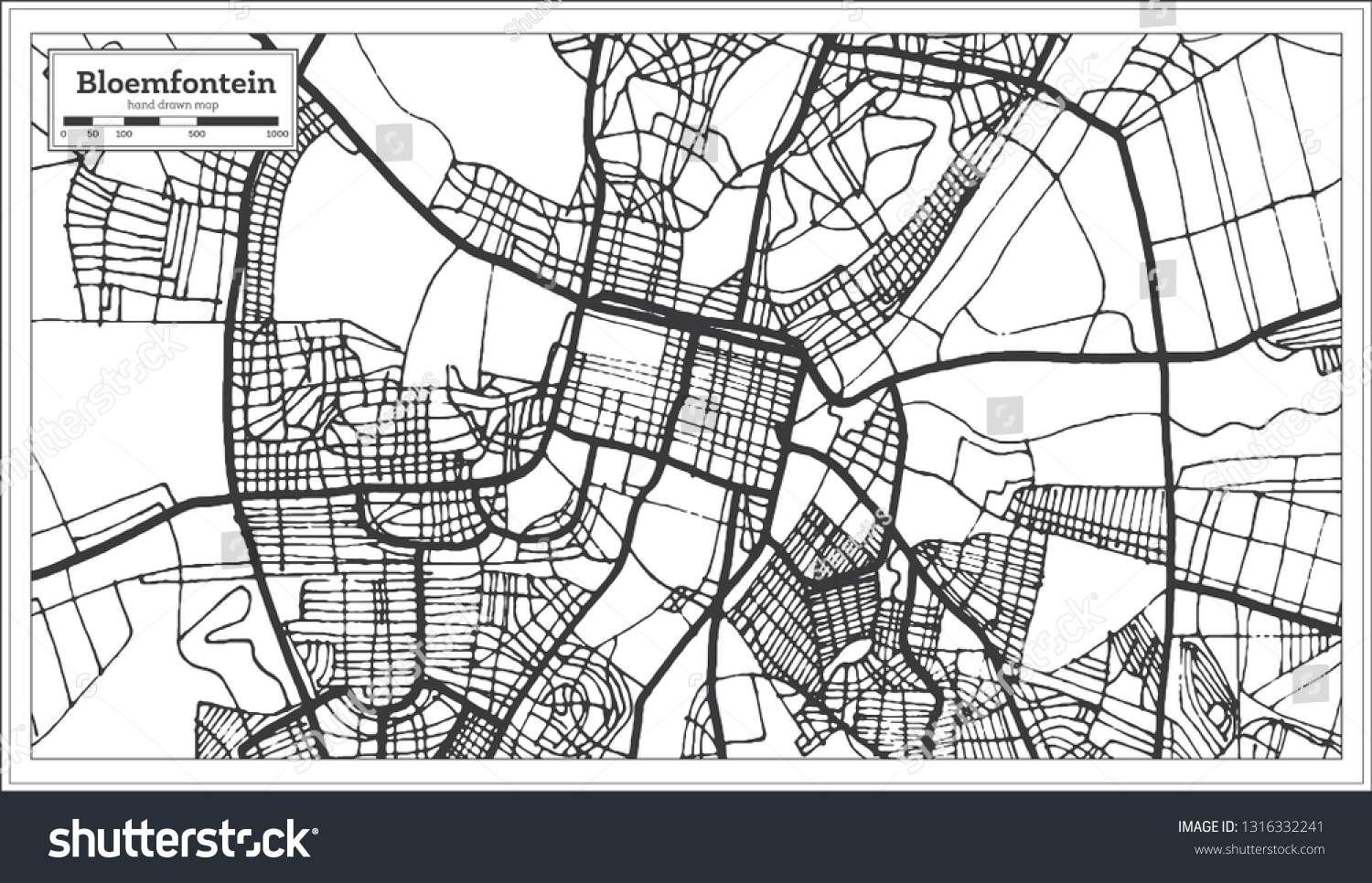 Bloemfontein South Africa City Map Retro Stock Vector (Royalty Free ...