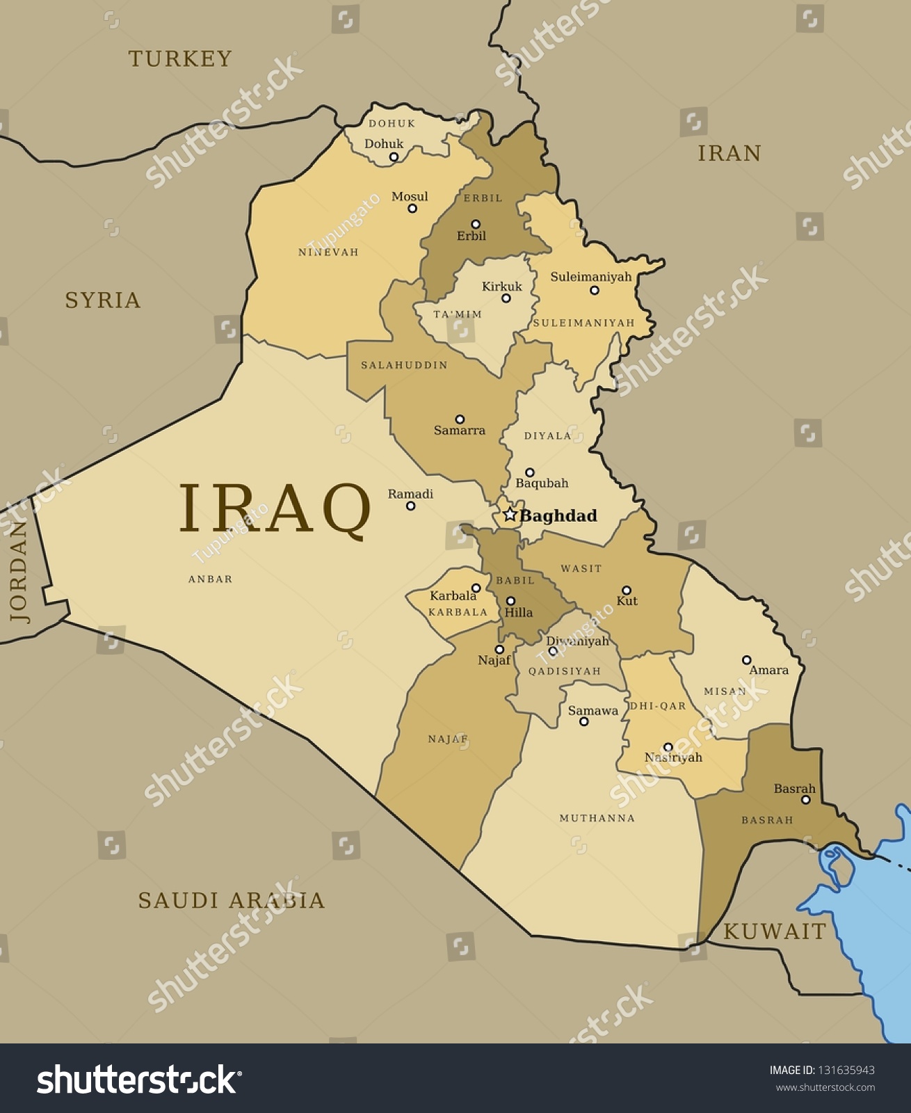 Map Iraq Provinces Governorates Various Colours Stock Illustration 