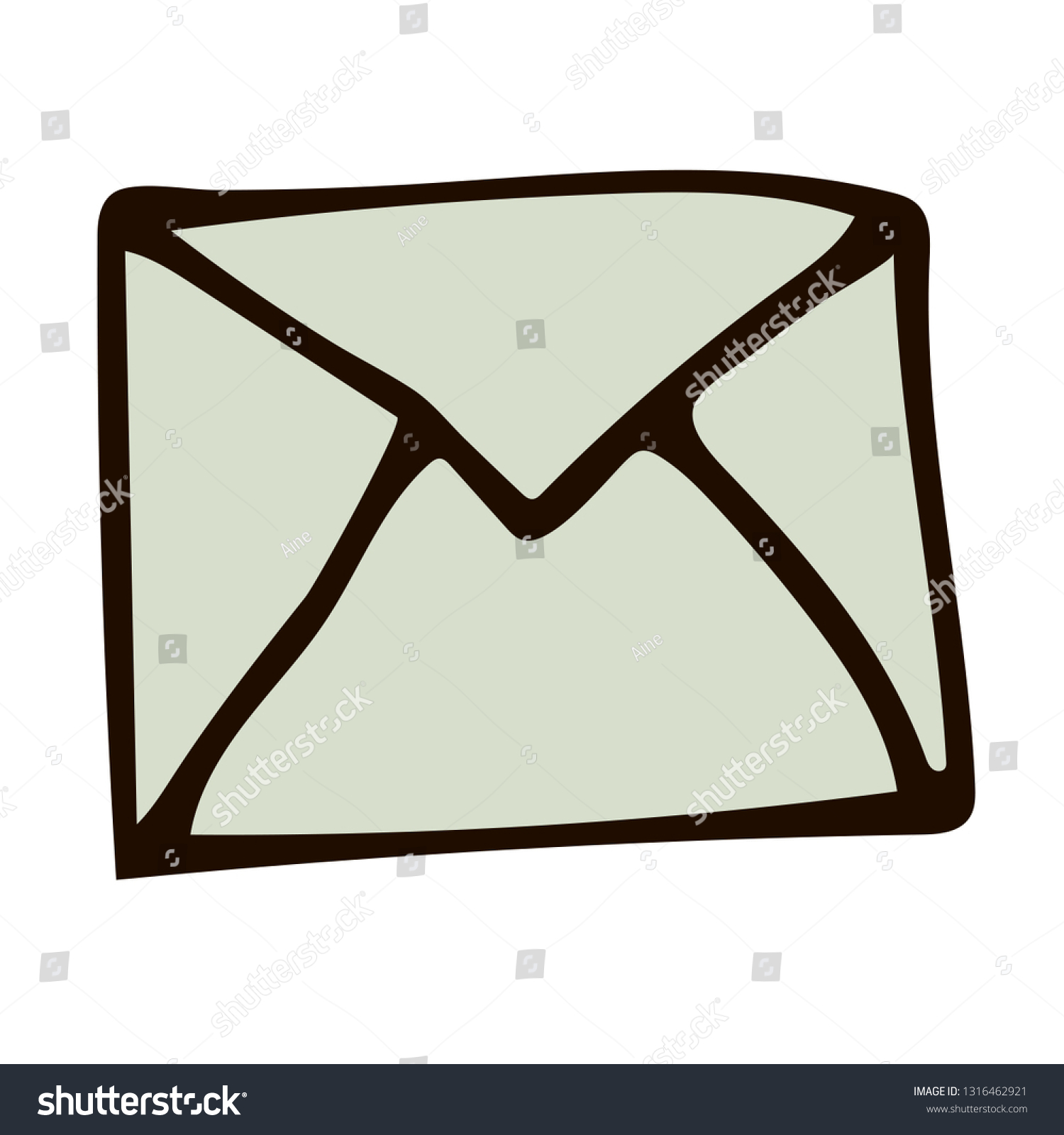 Cartoon Doodle Linear Mail Letter Isolated Stock Vector (Royalty Free ...