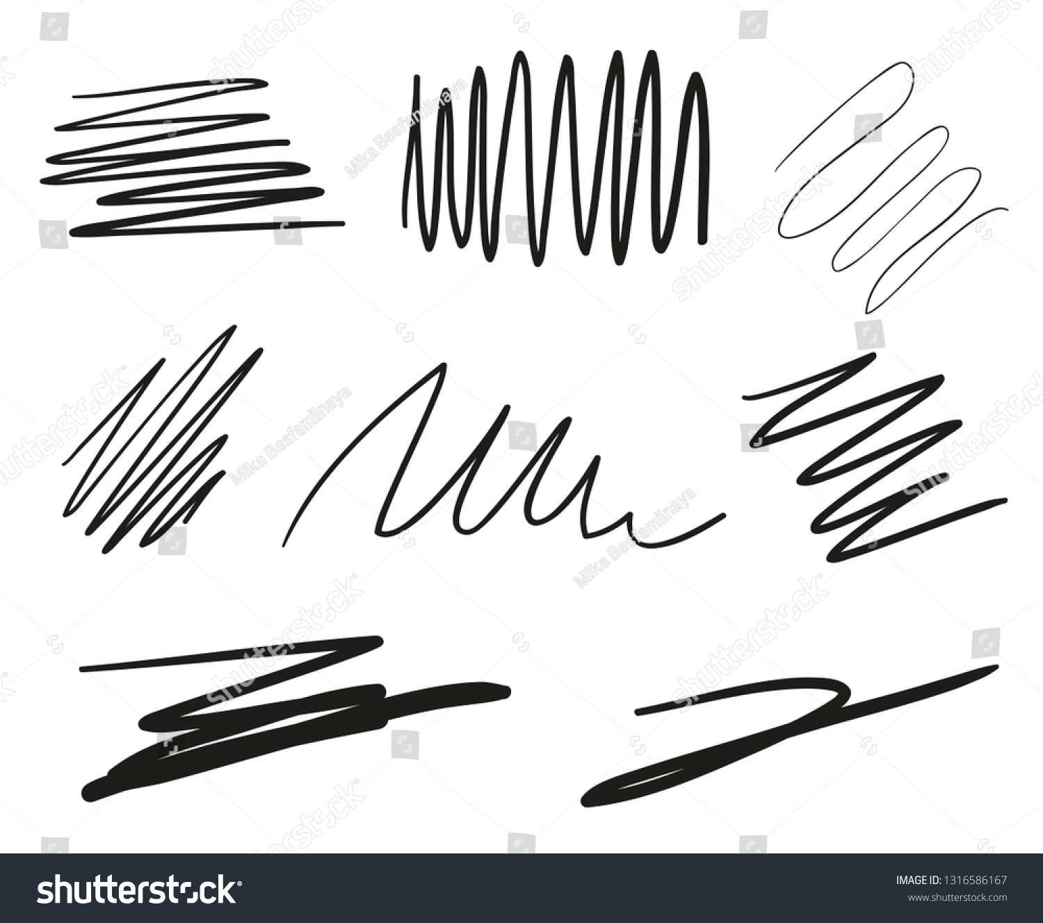 Hand Drawn Lettering Underlines On White Stock Illustration 1316586167 ...