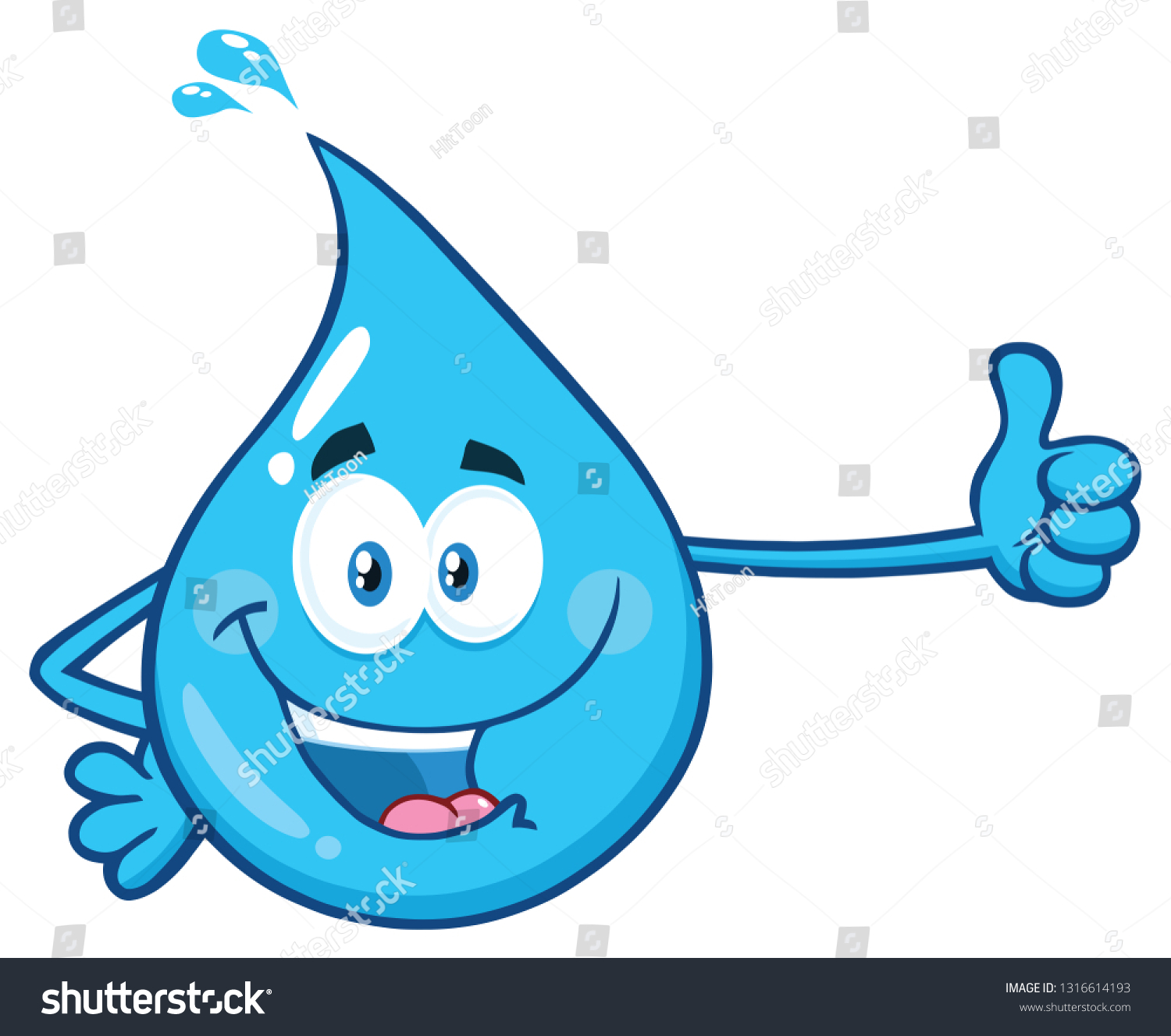 Happy Blue Water Drop Cartoon Character Stock Vector (Royalty Free ...