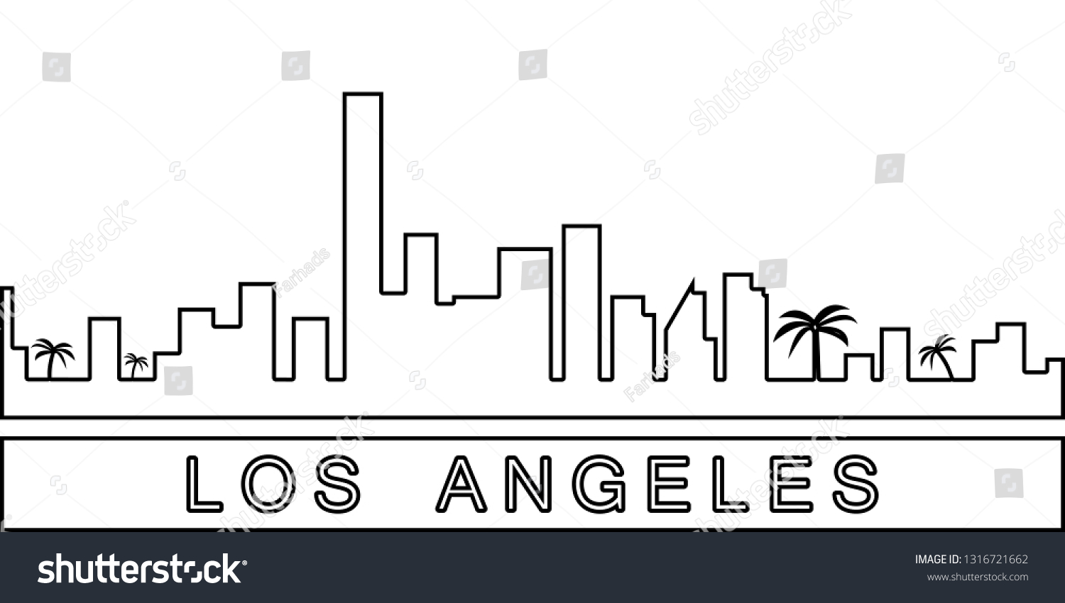 Los Angeles Detailed Skyline Icon Element Stock Vector (Royalty Free ...