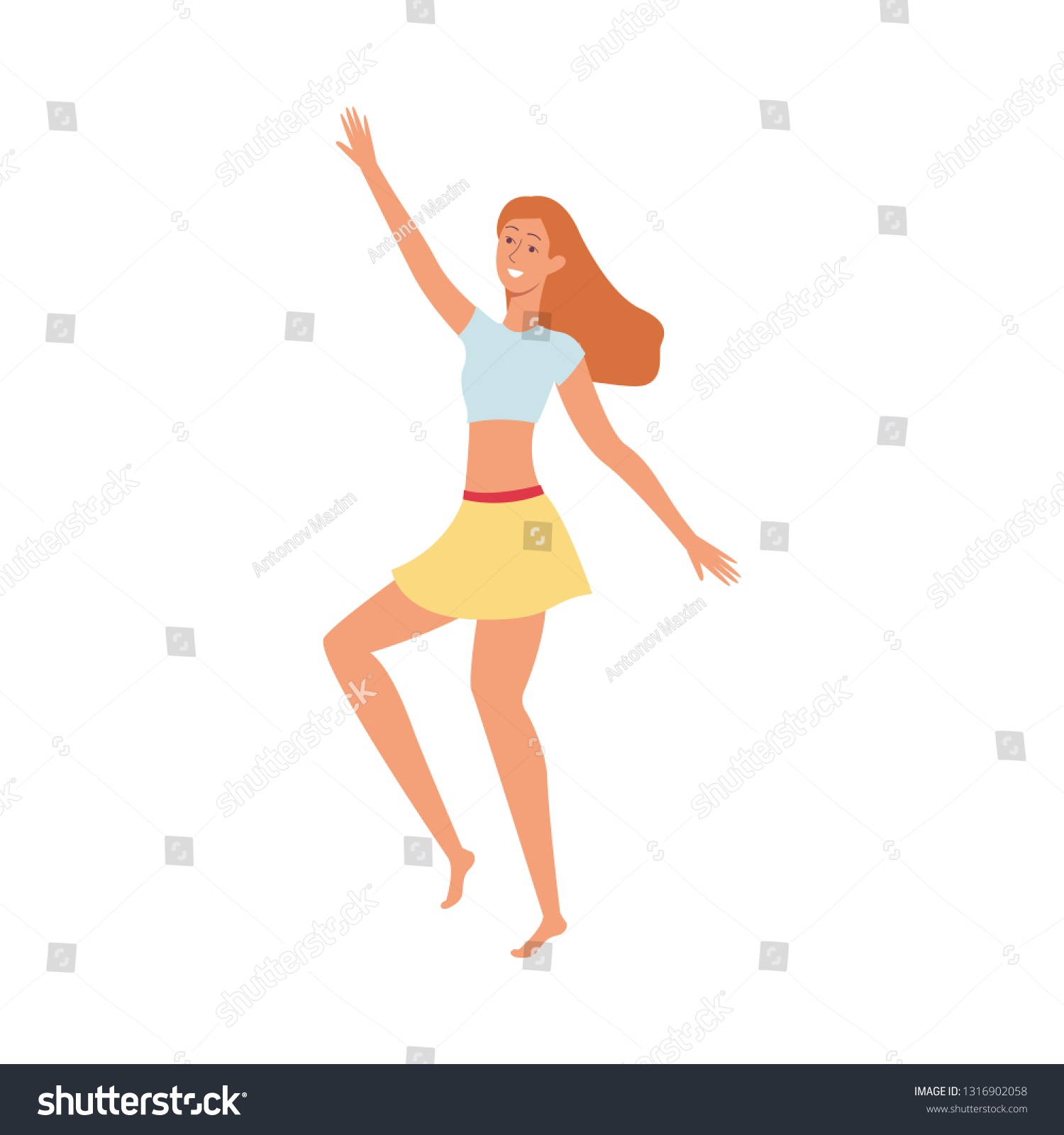 Vector Cartoon Cute Brunette Beautiful Young Stock Vector (Royalty Free ...