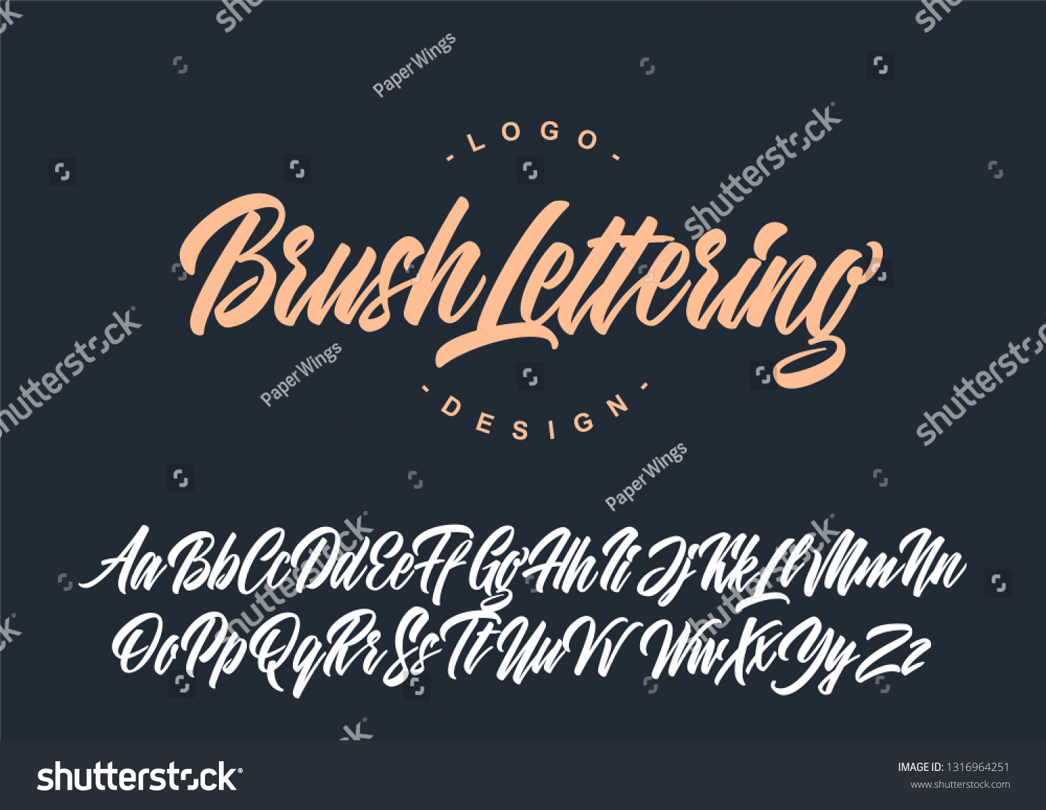 Brush Lettering Calligraphy Font Vector Alphabet Stock Vector (Royalty ...