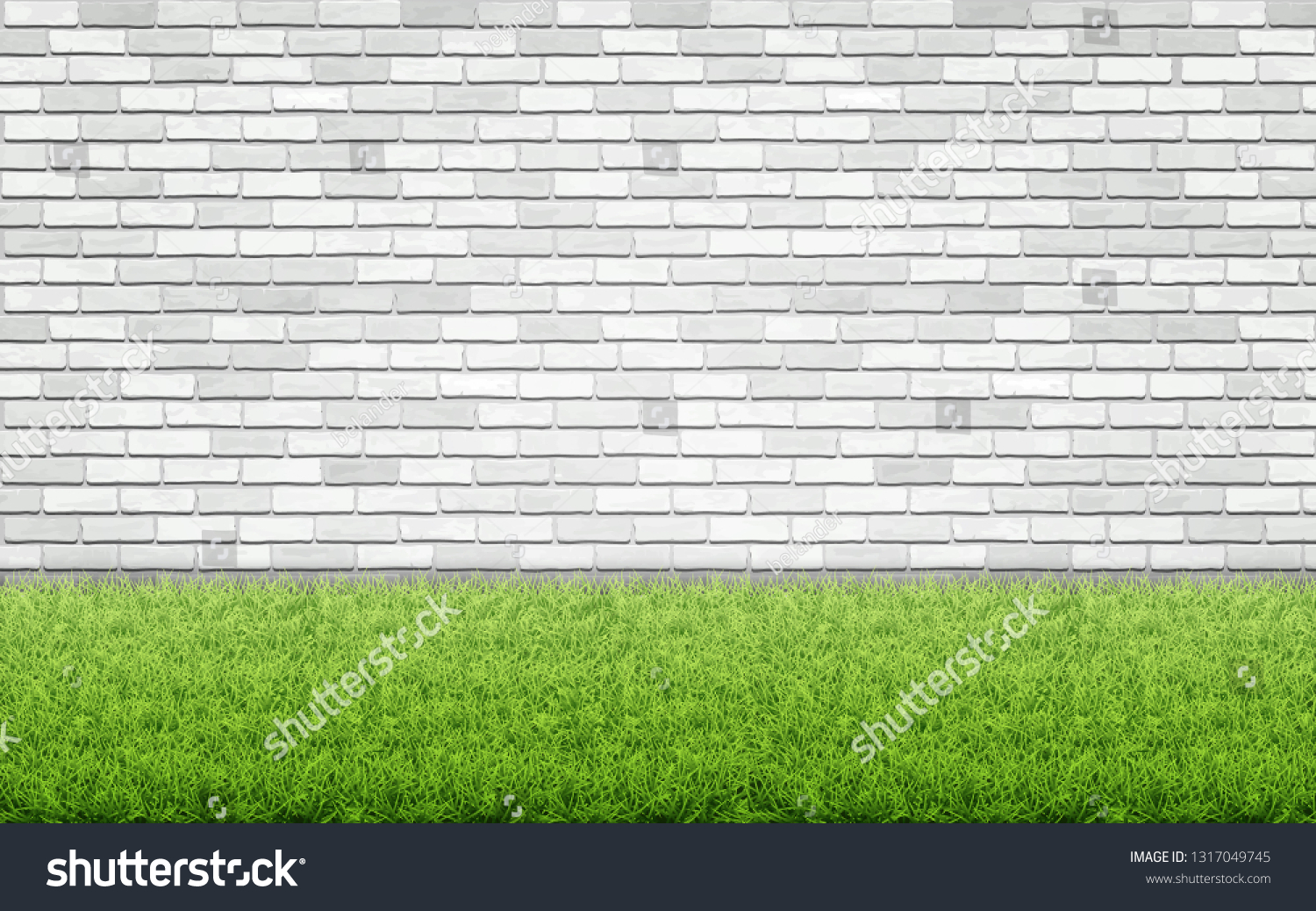 Green Grass Lawn On White Brick Stock Vector (Royalty Free) 1317049745 ...