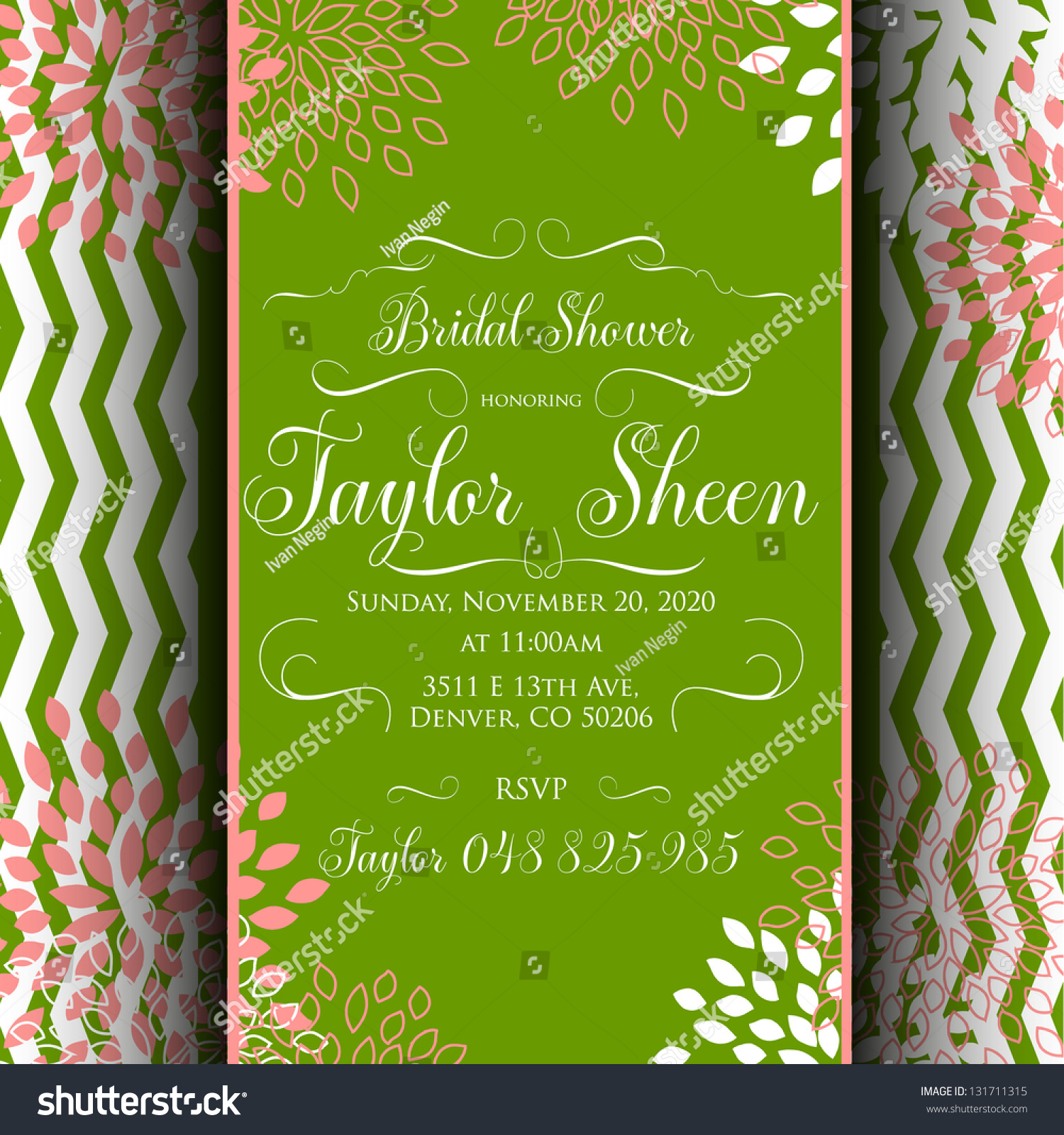 Bridal Shower Invitation Card Stock Vector Royalty Free 131711315