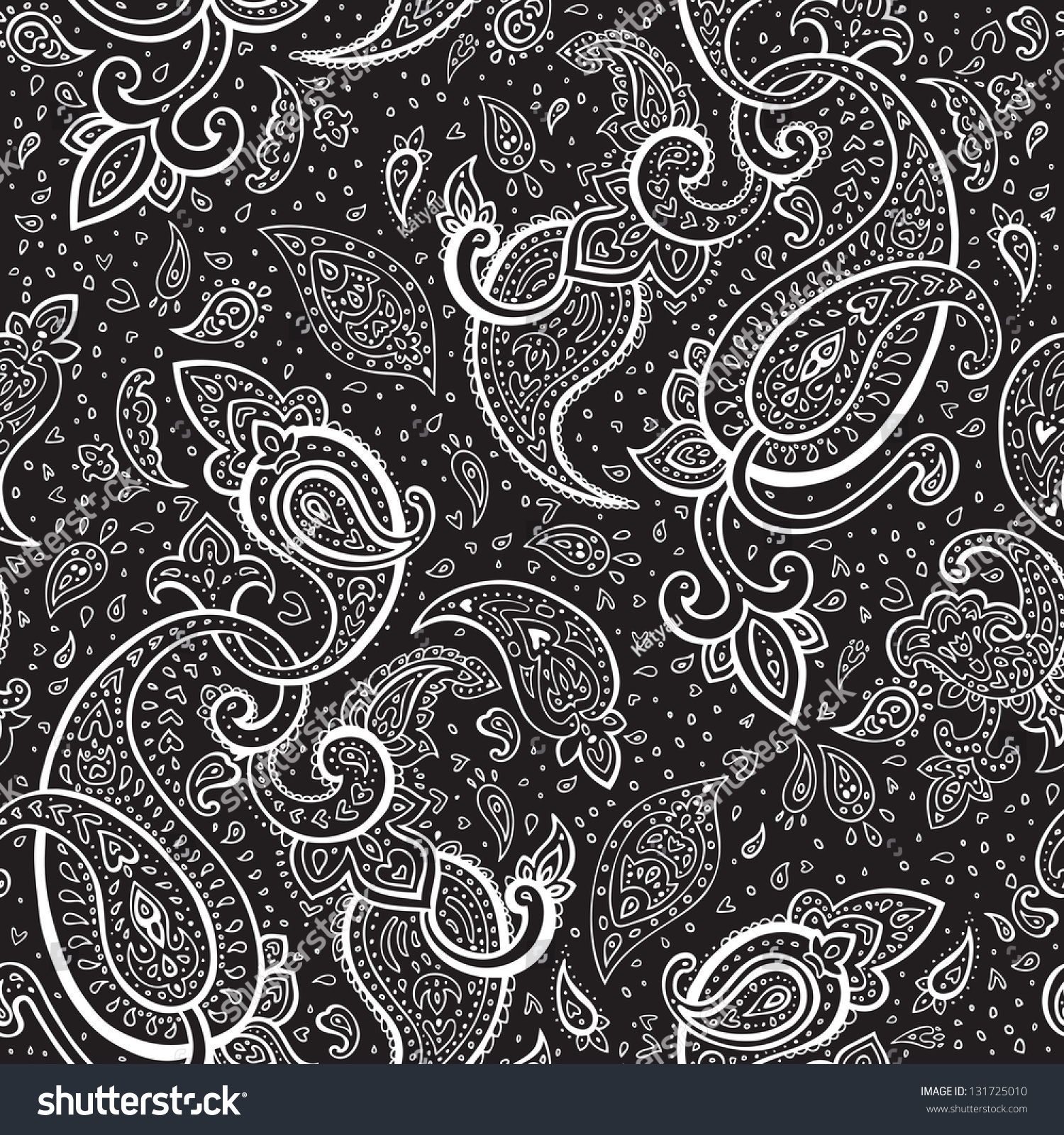 Seamless Paisley Background Hand Drawn Vector Stock Vector (Royalty ...