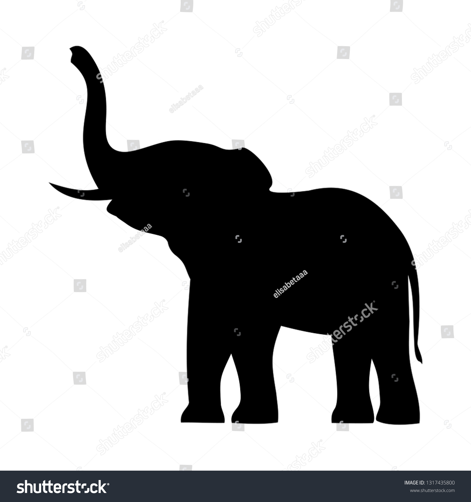 Elephant Raised Trunkvector Illustration Stock Vector (Royalty Free ...