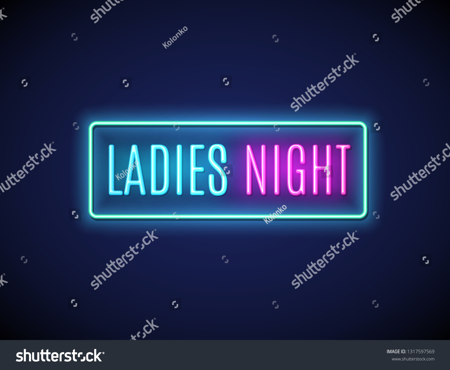 Neon Night Lady Fashion Invitation Sign Stock Vector (Royalty Free ...