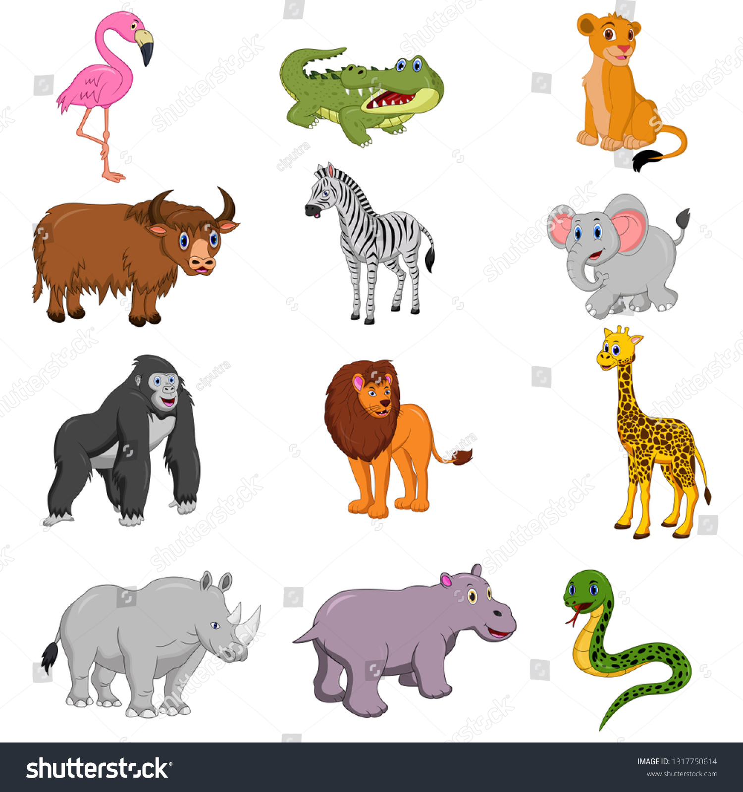 Set African Animals Cartoon Stock Vector (Royalty Free) 1317750614 ...