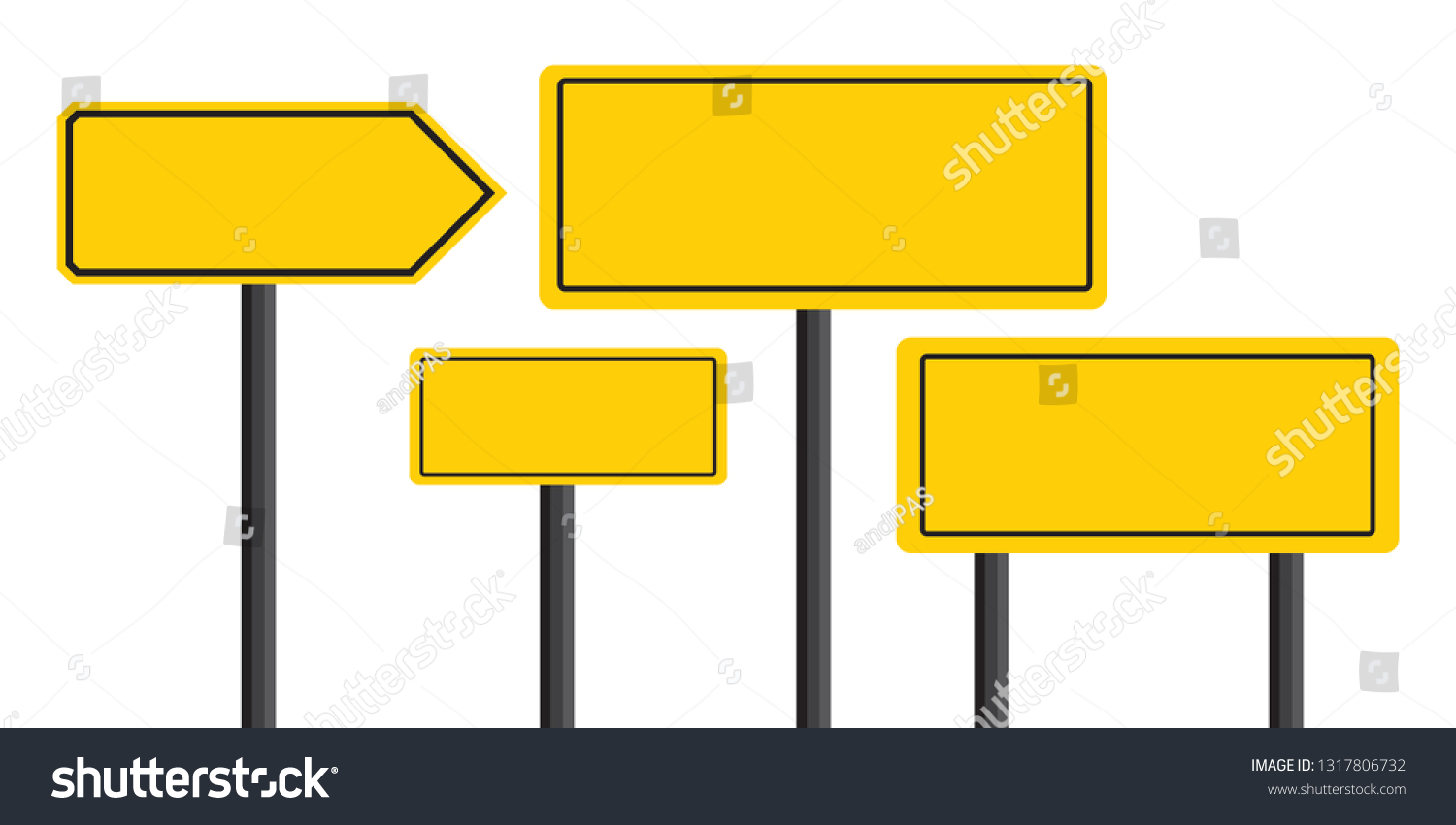 Yellow Street Road Sign Boards Vector Stock Vector Royalty Free