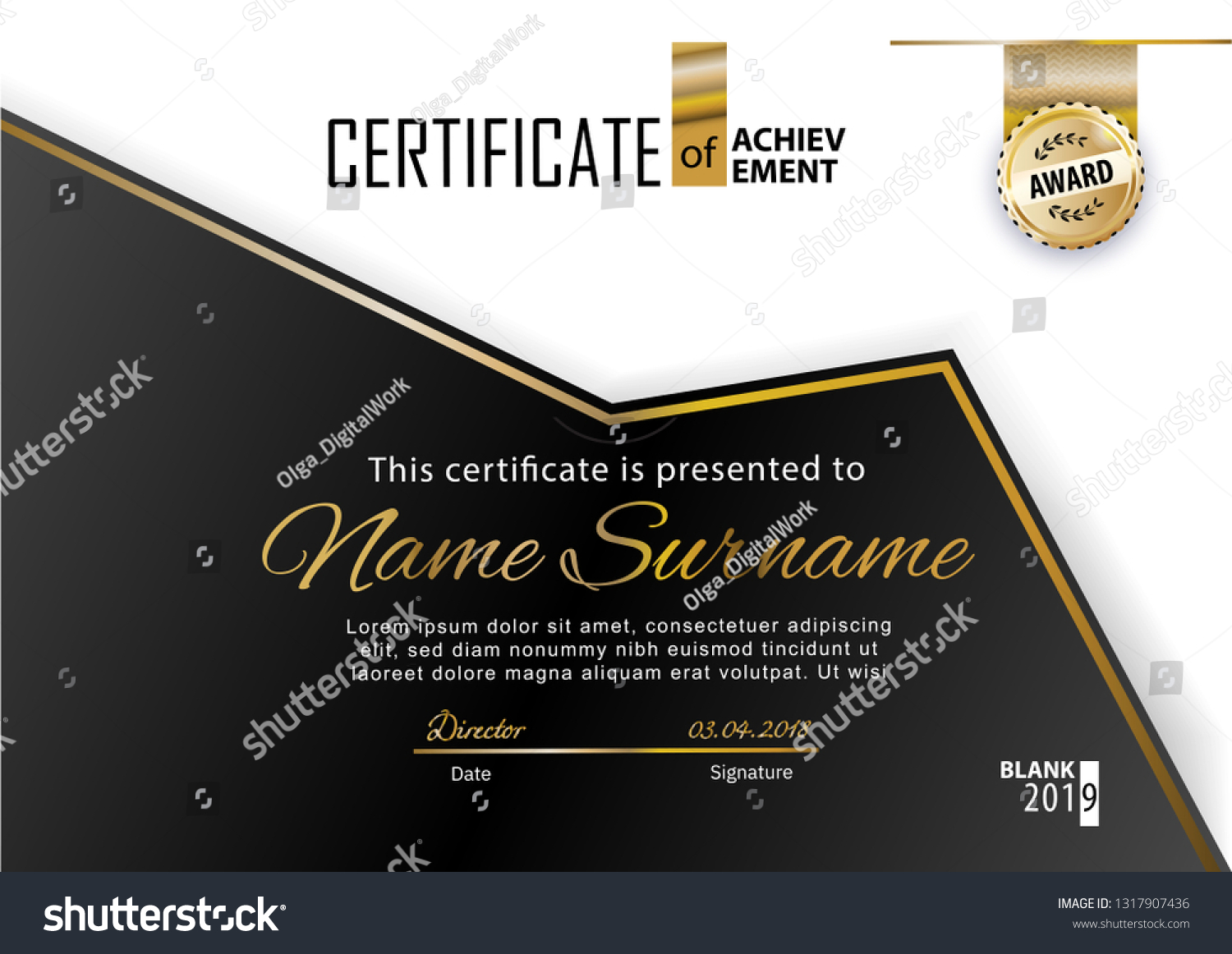 Official White Black Certificate Gold Line Stock Vector Royalty Free Shutterstock