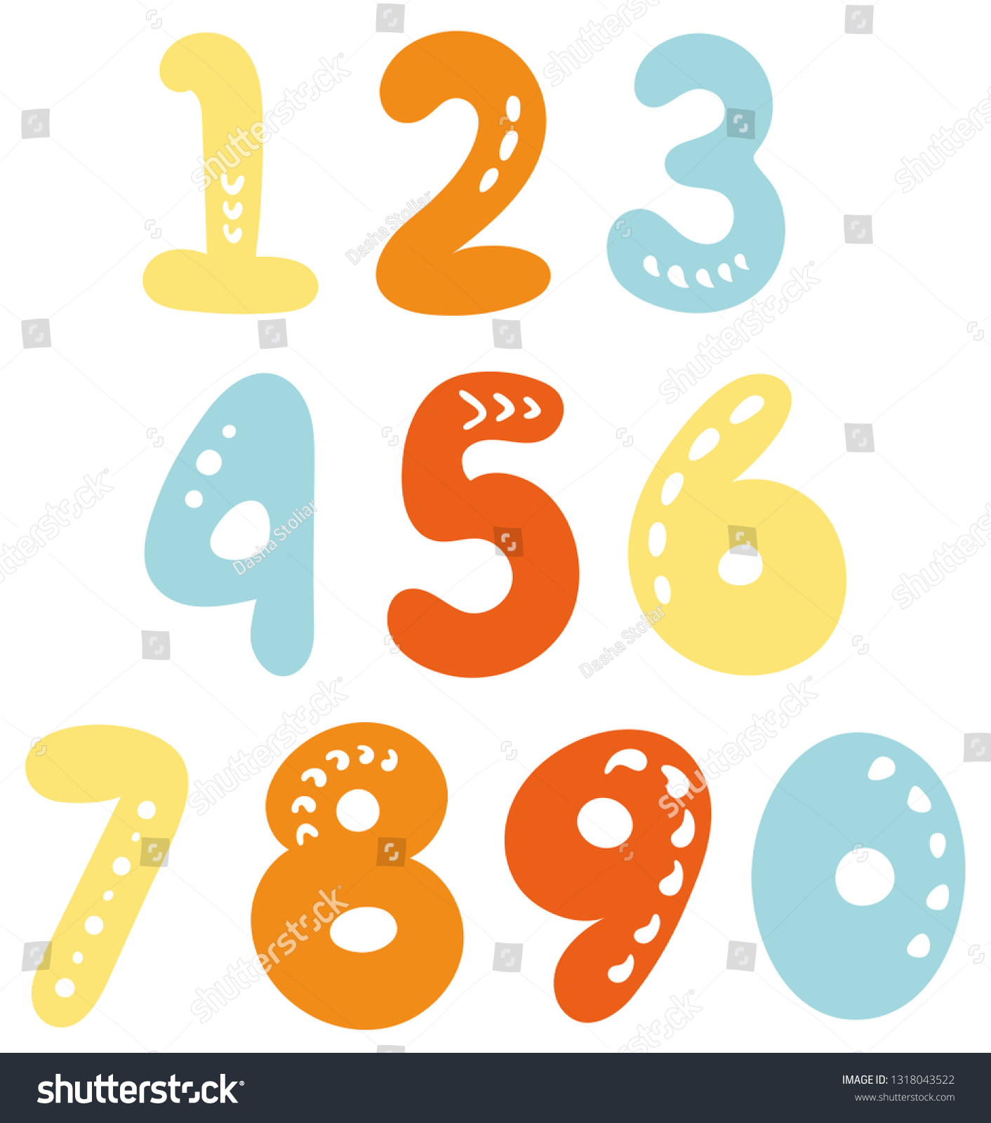 Kids Numbers Vector 1 0 Stock Vector (Royalty Free) 1318043522 ...