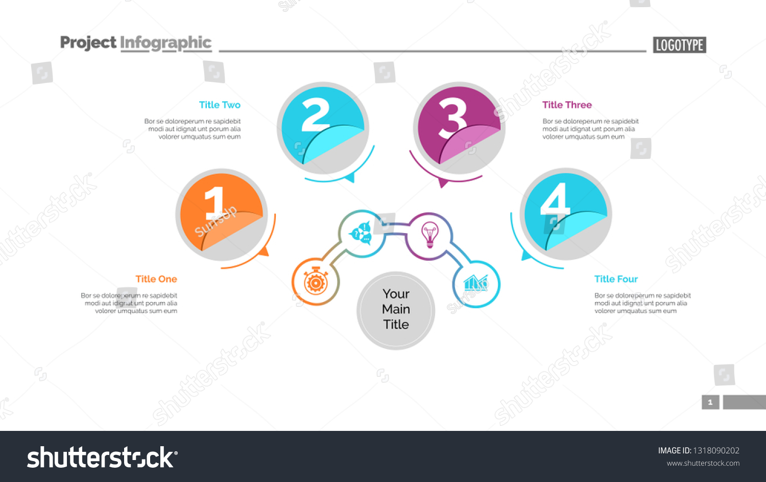 Four Circles Process Chart Slide Template Stock Vector (Royalty Free ...